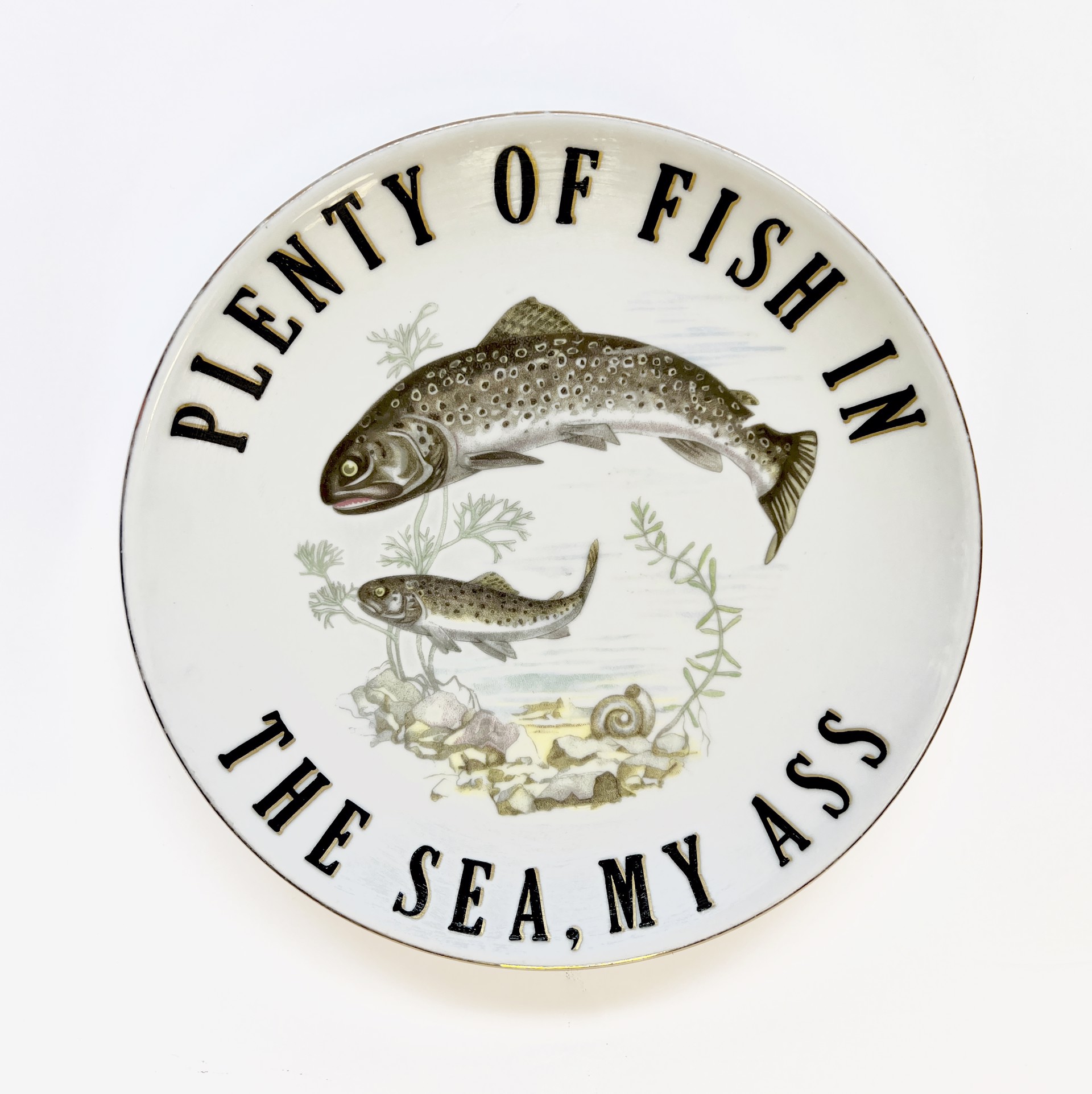 Plenty of fish in the sea (small dinner plate) by Marie-Claude Marquis