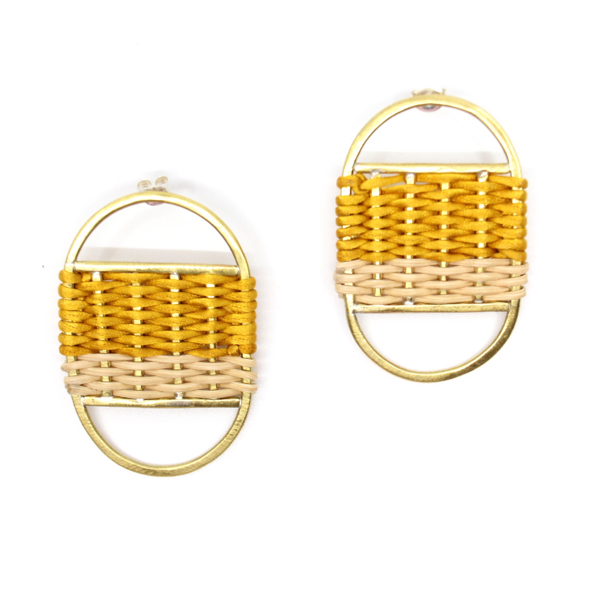 Sunset studs (gold + reed) by Flag Mountain Jewelry