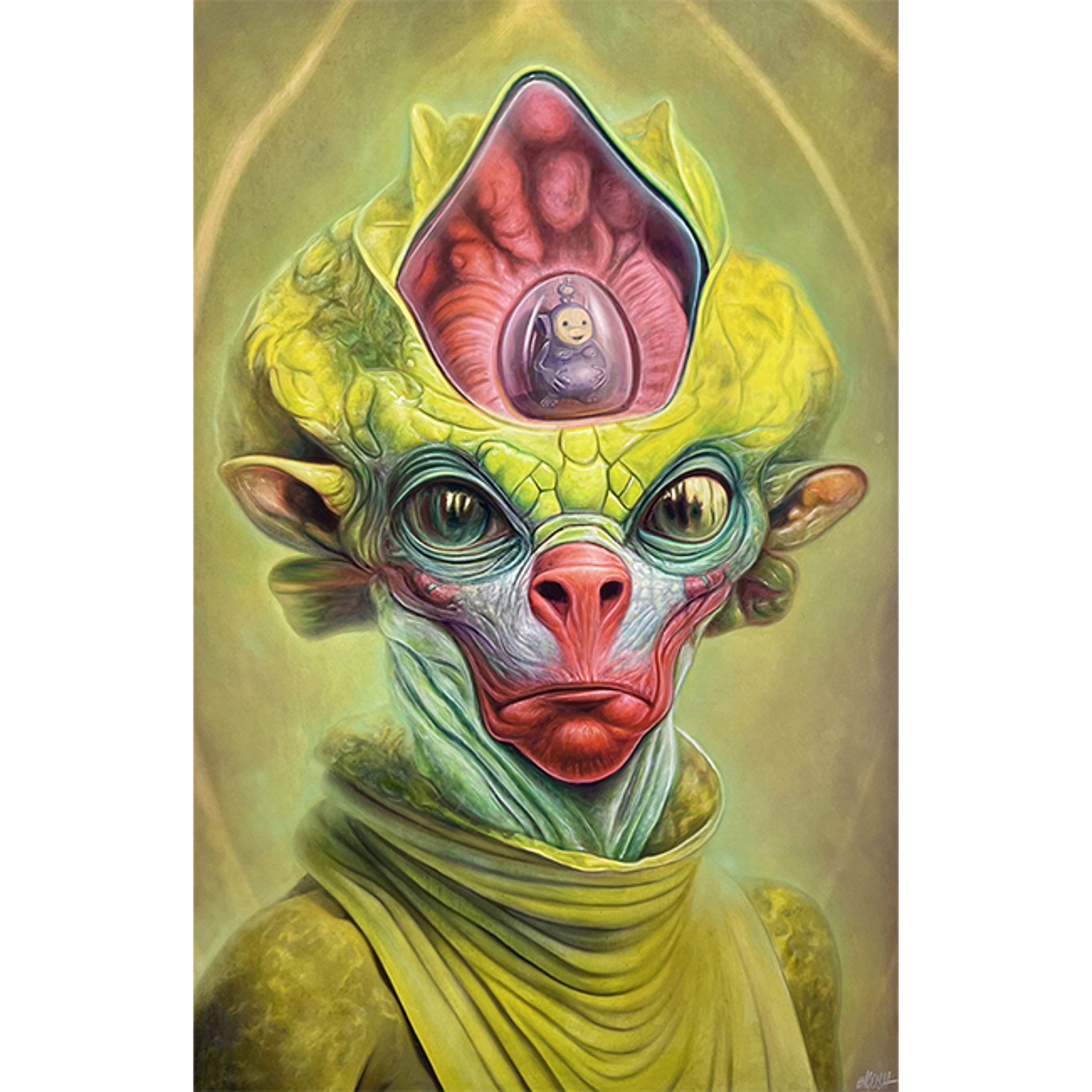 Alien with Teletubby Brain by Ron English