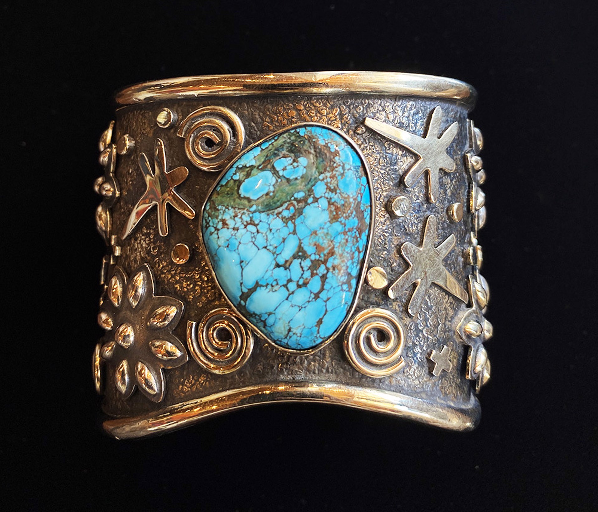 Turquoise Cuff with Dragonfly design by Artist Unknown