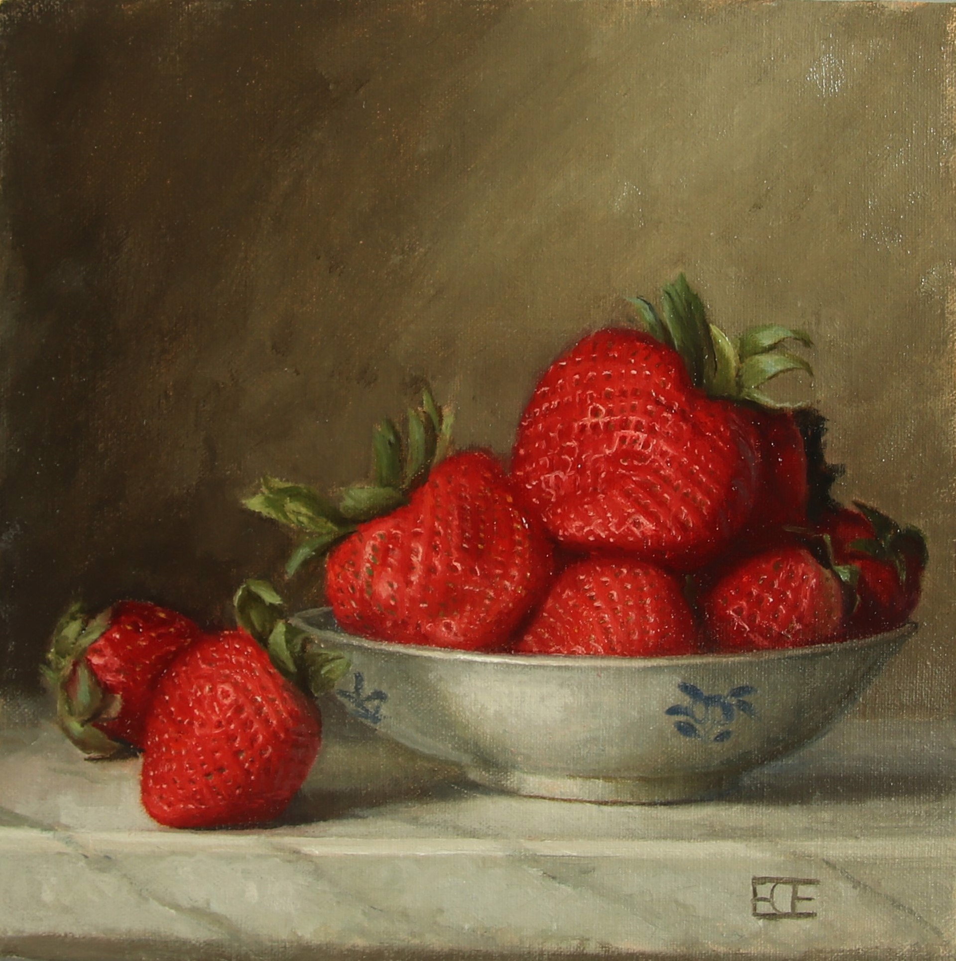 Strawberries in Porcelain Dish by Barbara Efchak