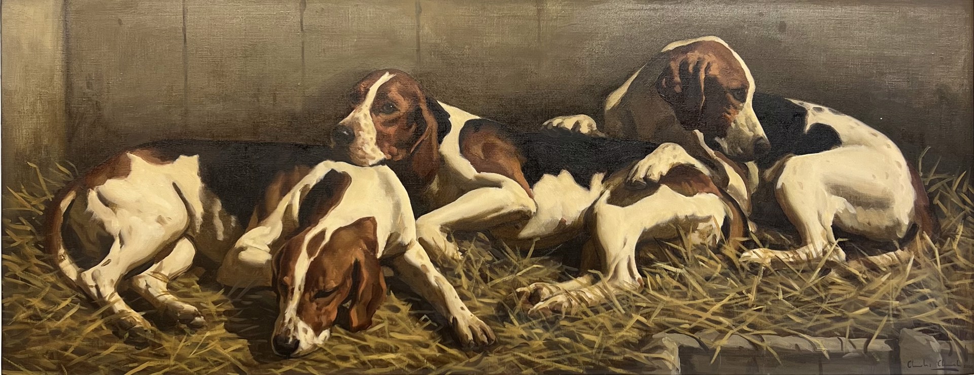 Beagles in a Stall by Charles Church