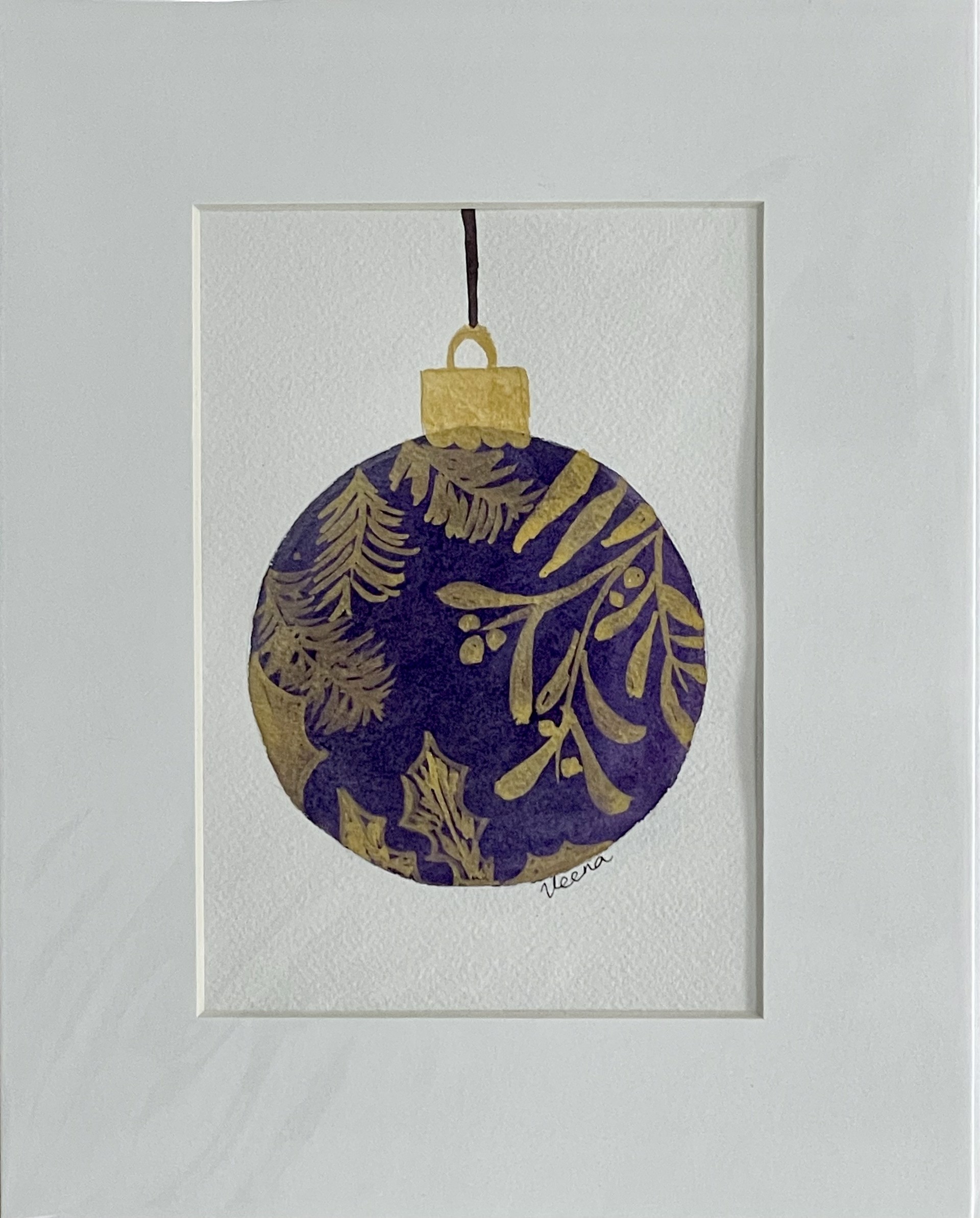 Purple & Gold Ornament by Veena Raj