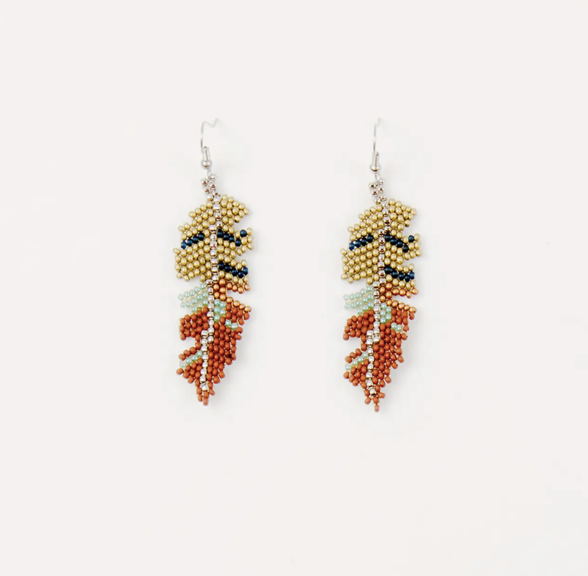 Beaded Feather Earrings - Multi by Altiplano