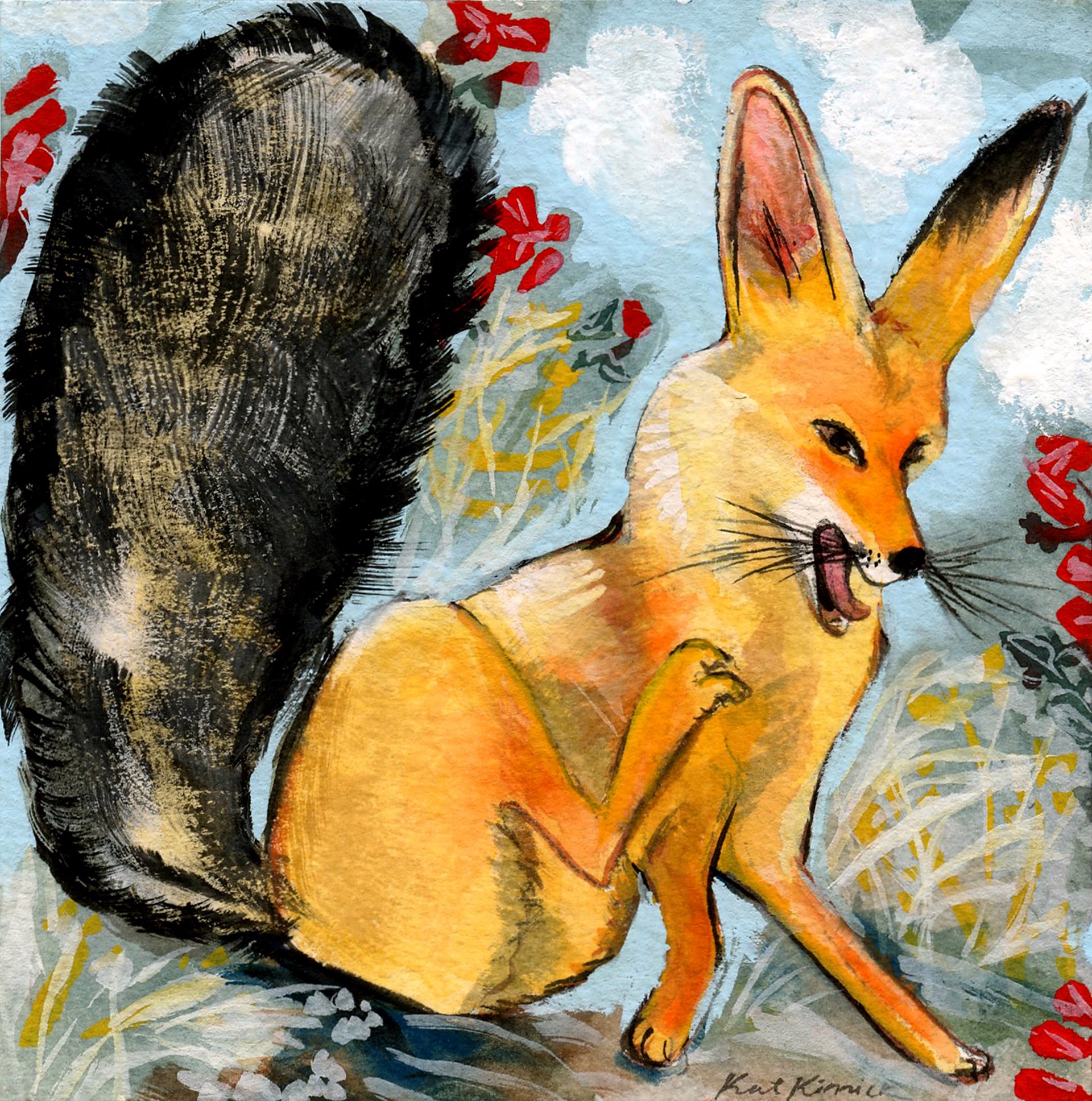 Scratching Fox by Kat Kinnick