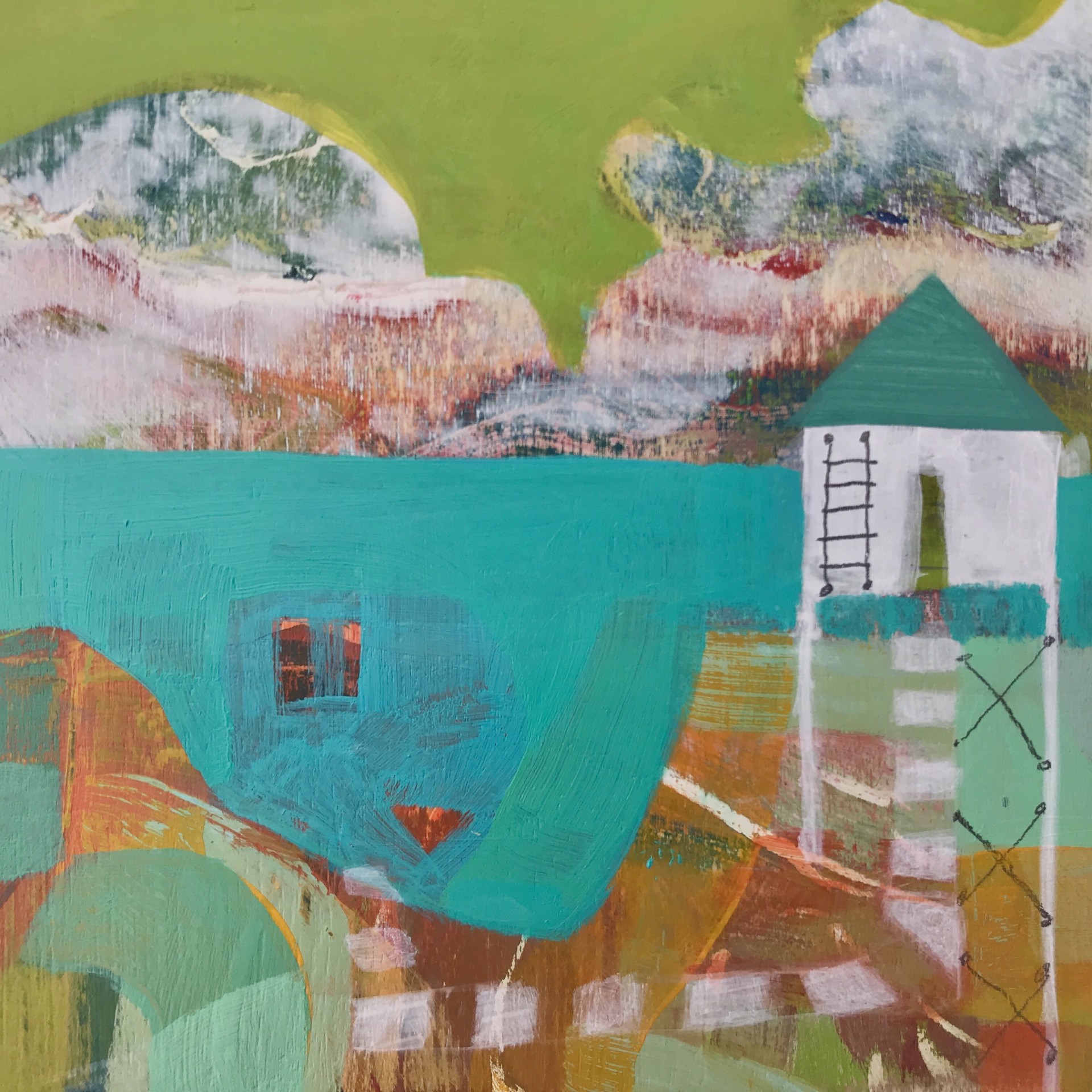 Stilts, Ladder and Green Door by Rachael Van Dyke