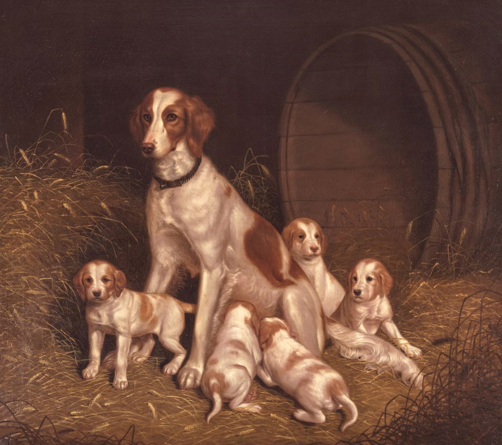 Setter Bitch and Pups by Thomas Hewes Hinckley