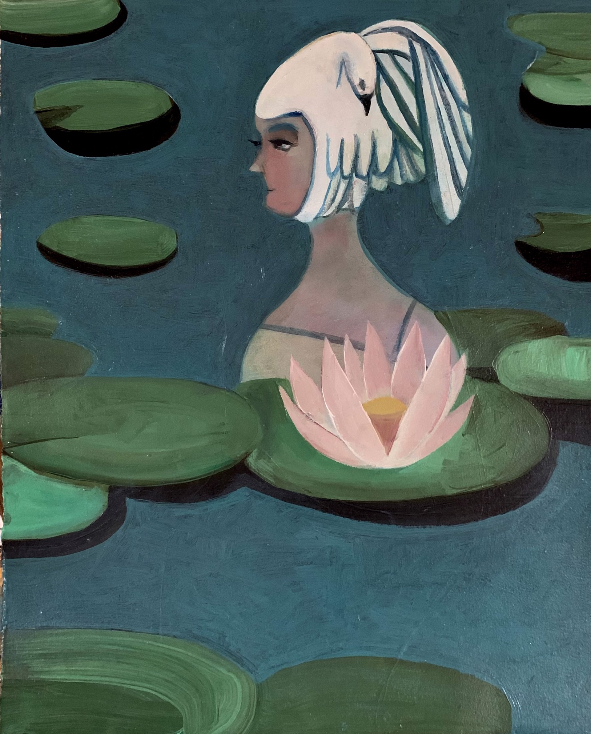 Swan with Lotus by Jeni Stallings