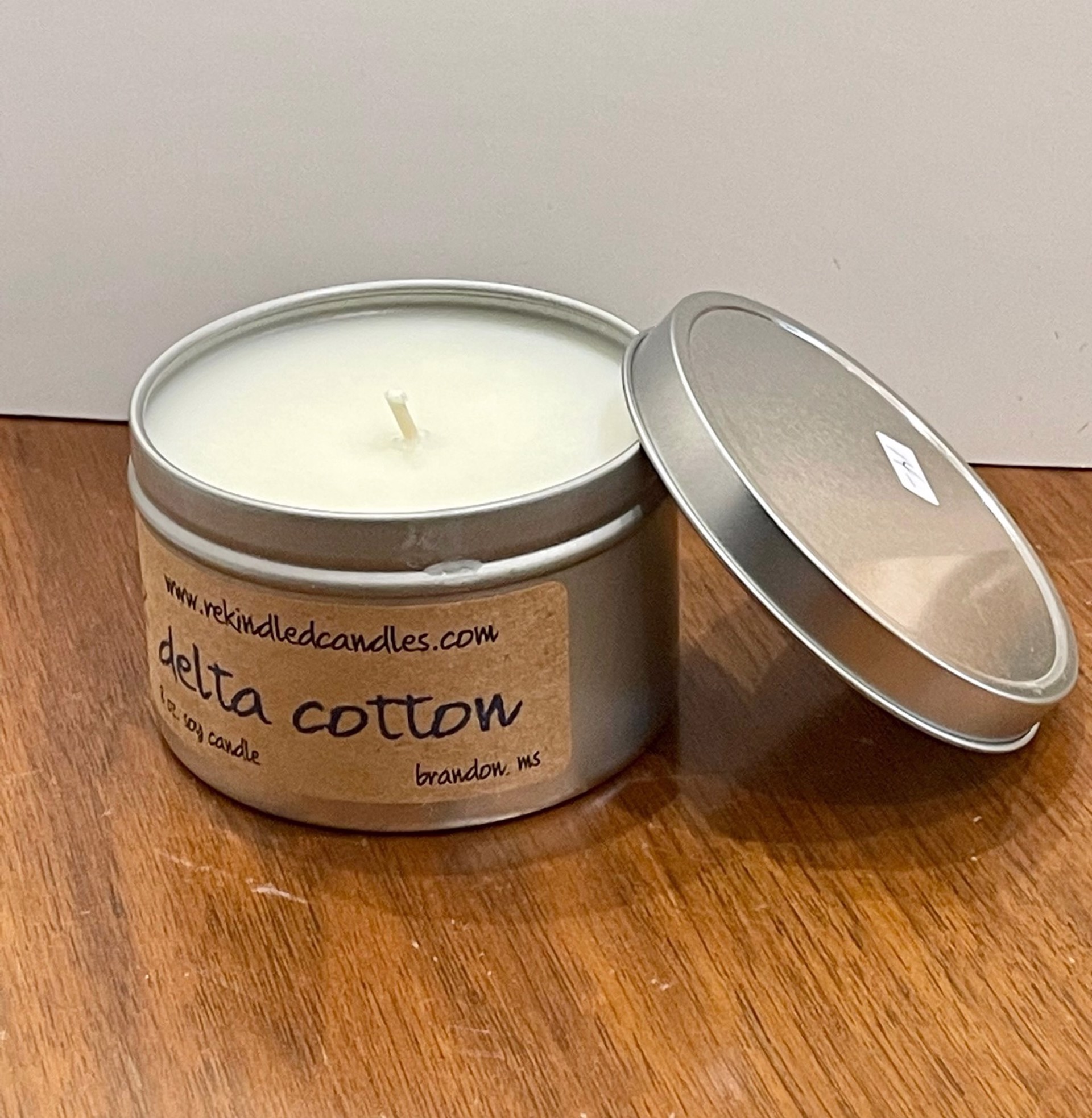 Delta Cotton Candle Tin by re-kindled candle company
