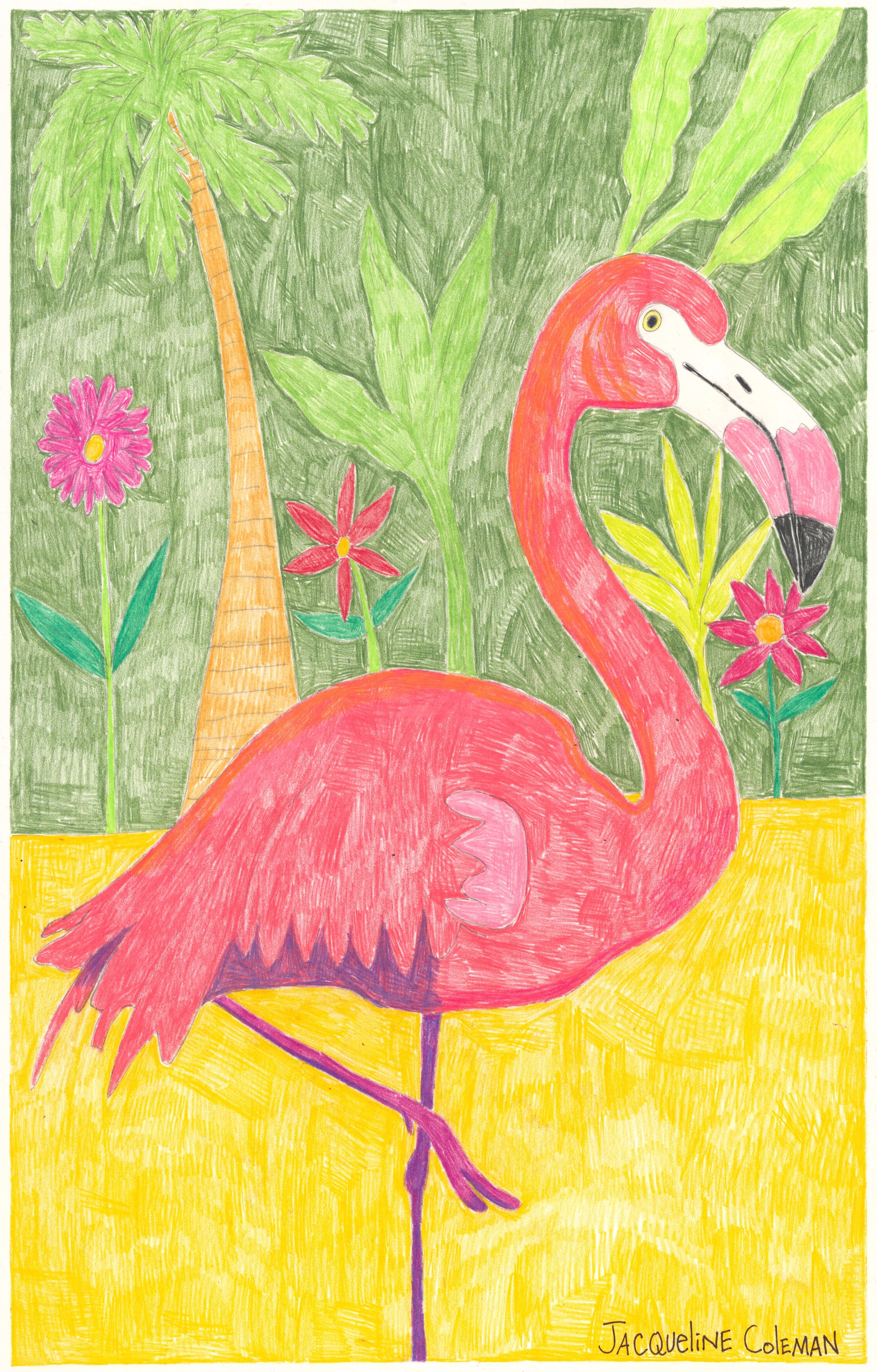 Pink Flamingo (FRAMED) by Jacqueline Coleman