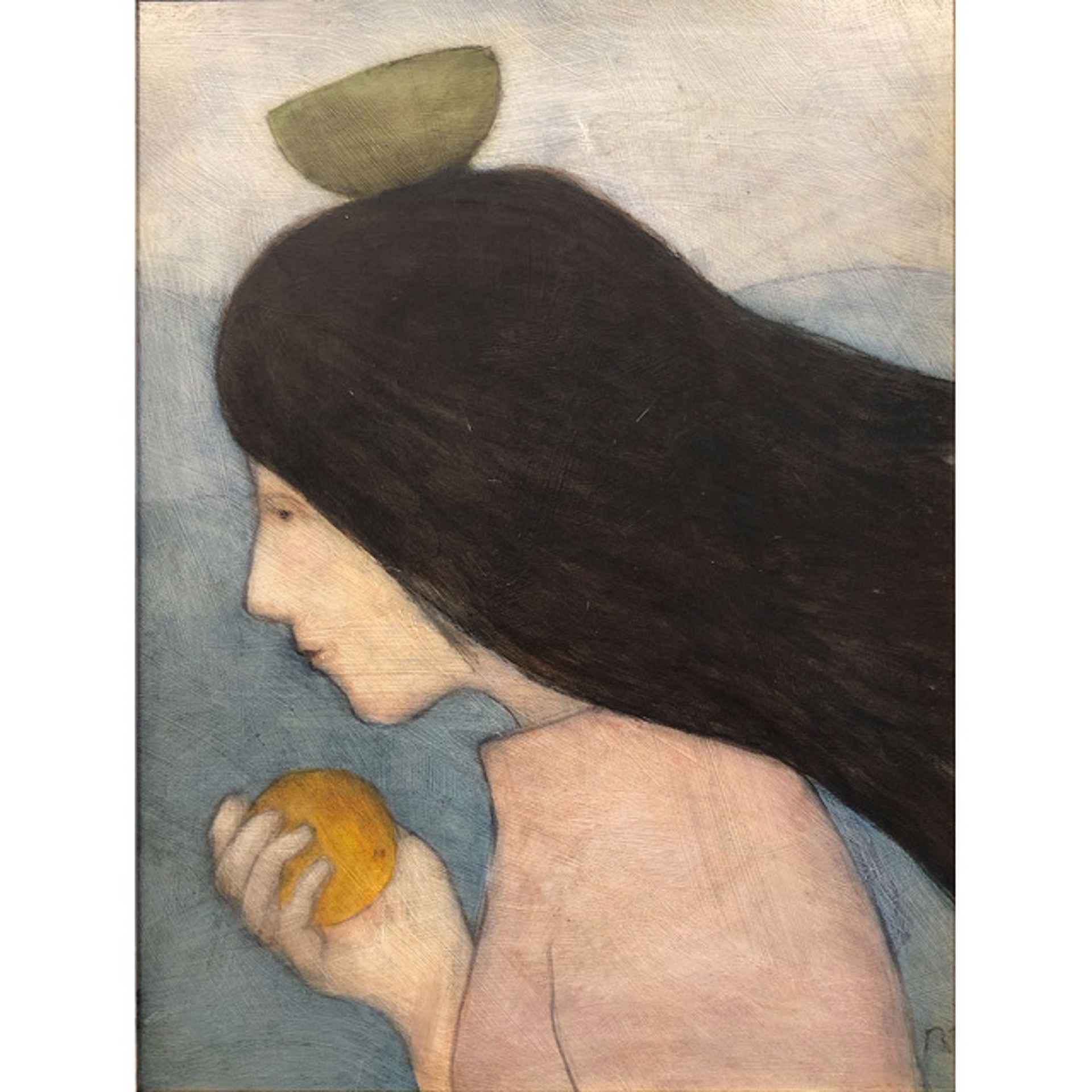 Woman with Green Bowl and Orange by Richard Shorten