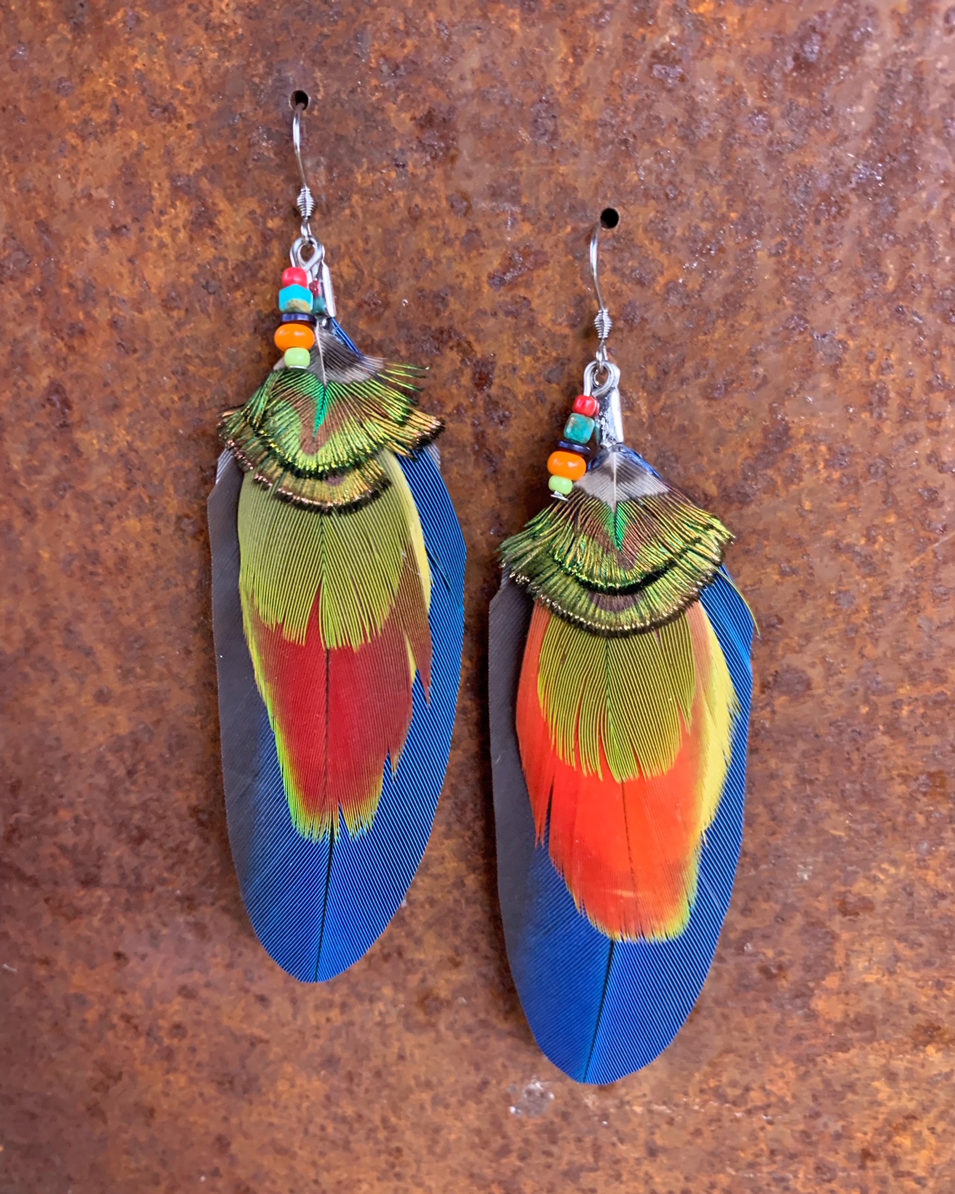 K808 Ethically Sourced Parrot Earrings by Kelly Ormsby