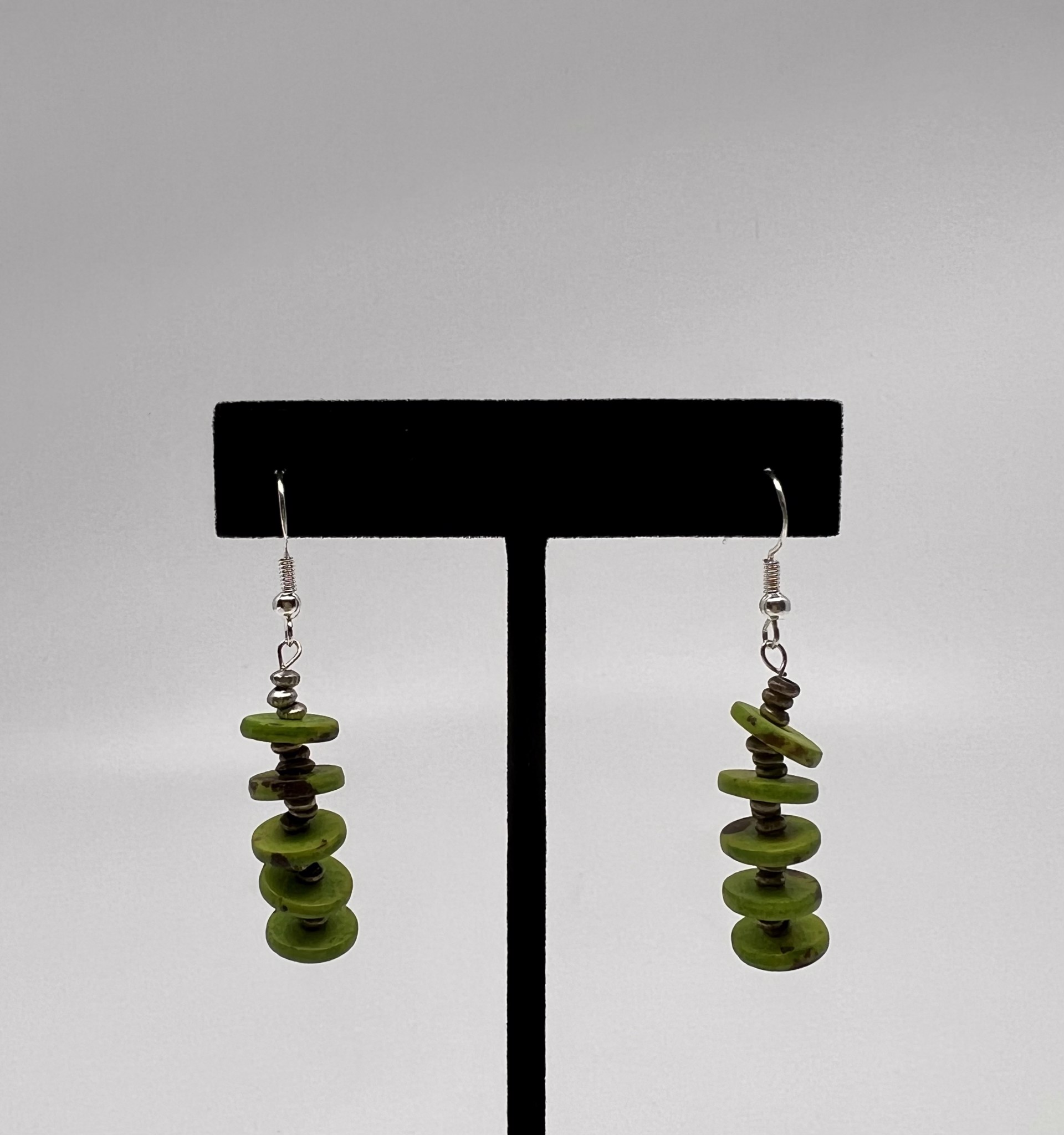 Jade and Sterling Silver Earrings by Gina Caruso