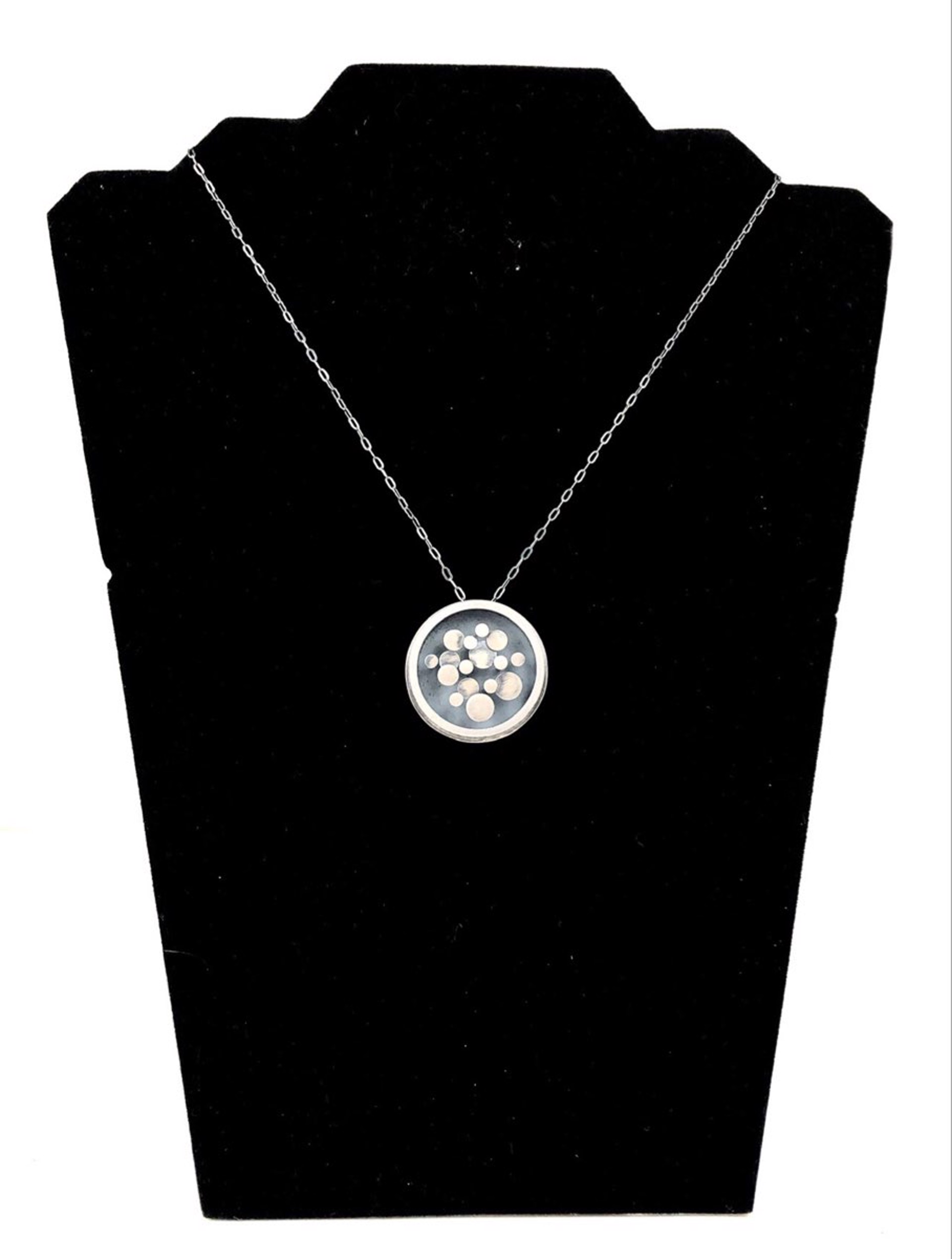 Mond Circle Cluster Pendant with Silver Chain by Theresa St. Romain