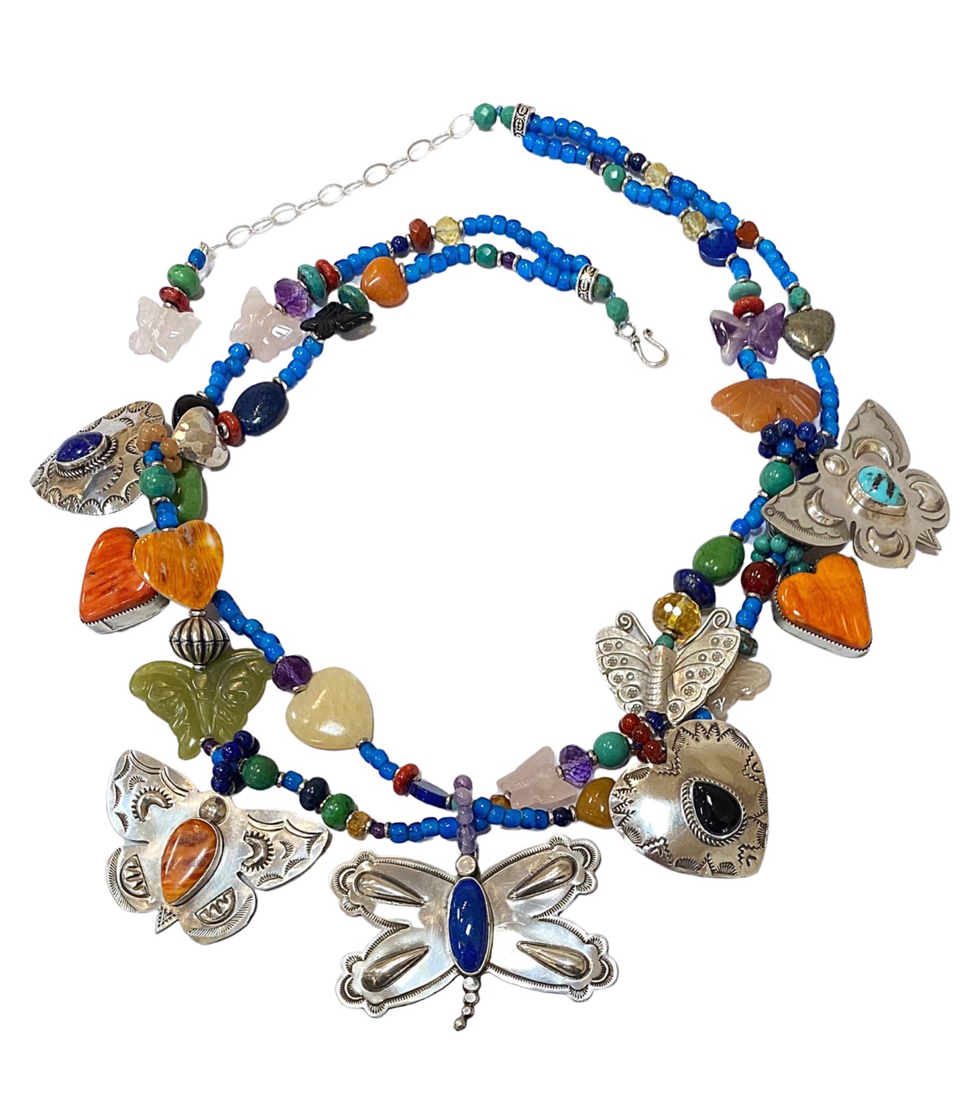 KY 1450 Hearts and Butterflies Necklace by Kim Yubeta