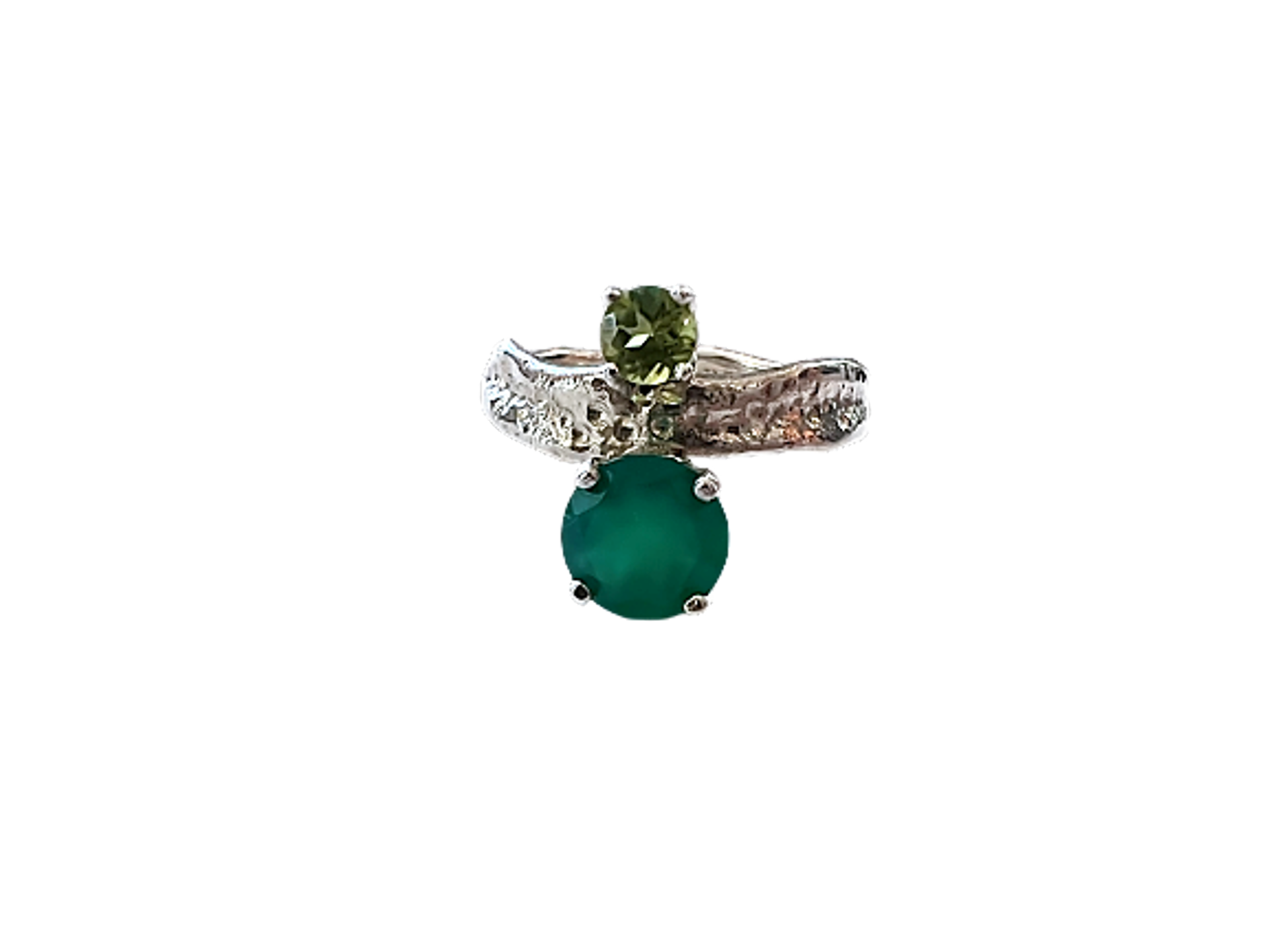 Ripple Ring - Two Stones - Green Onyx & Peridot by Kristen Baird