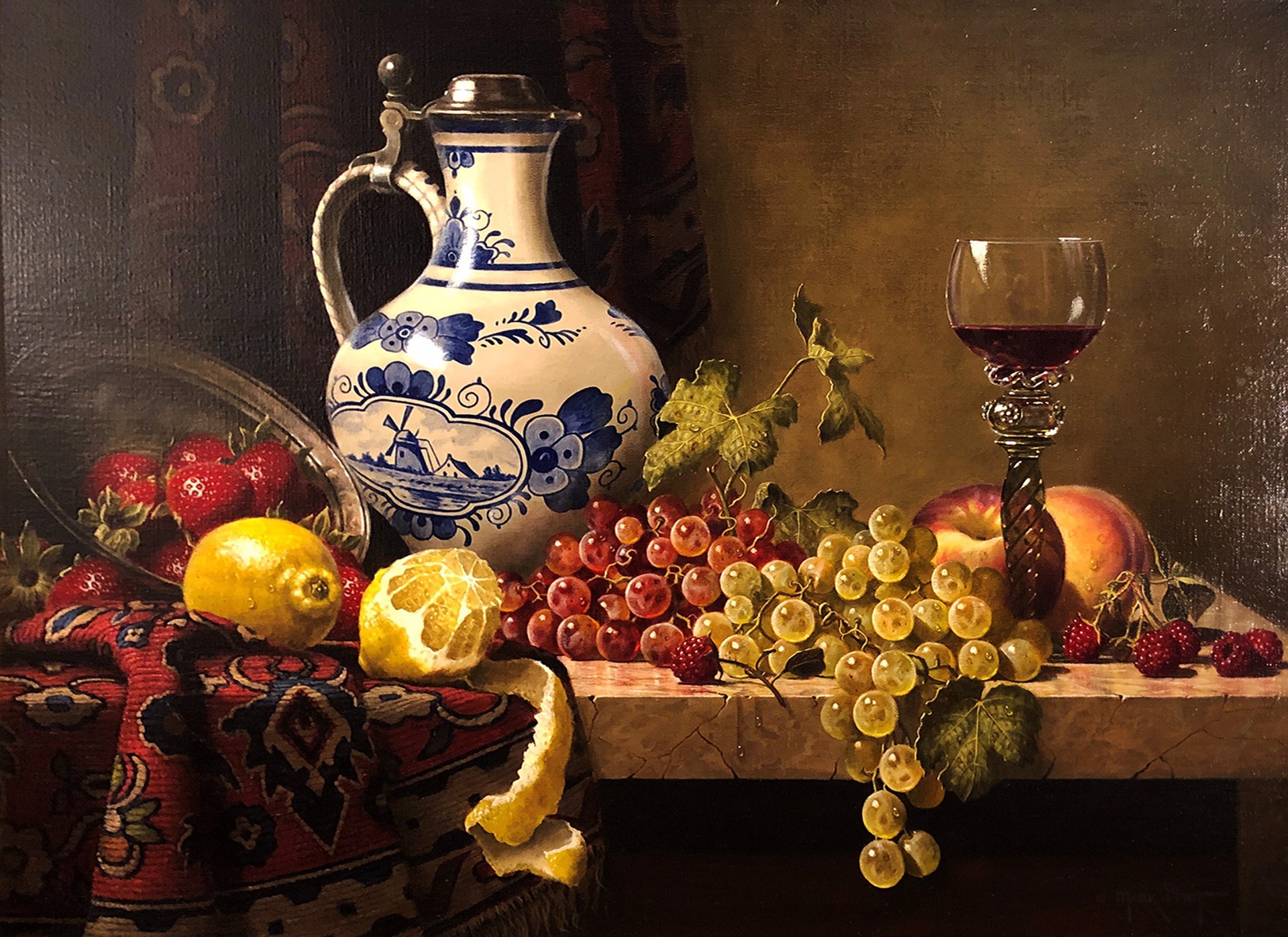 Blue Delft with Fruit by Mark Pettit