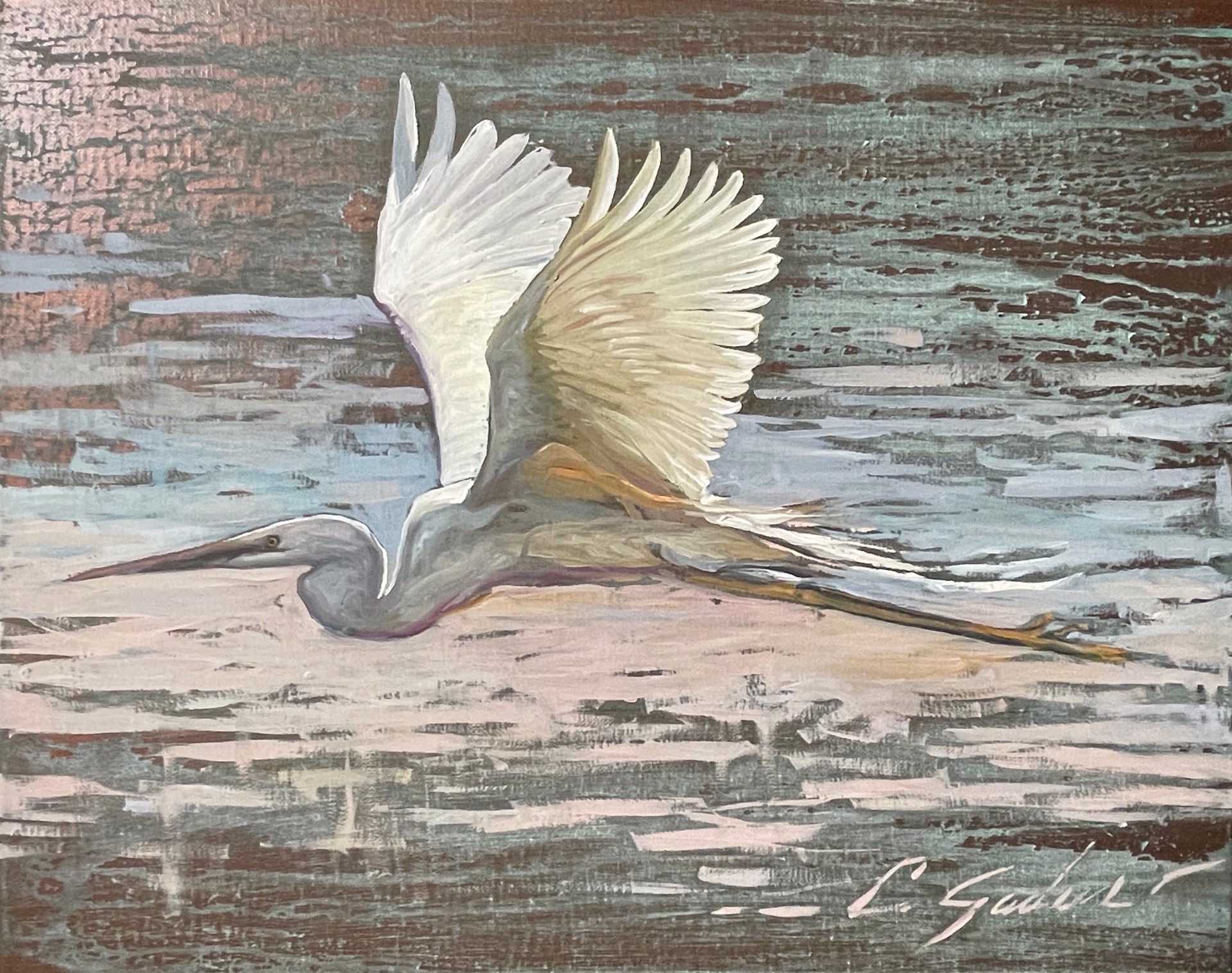 White Egret Study by Carrie Jadus