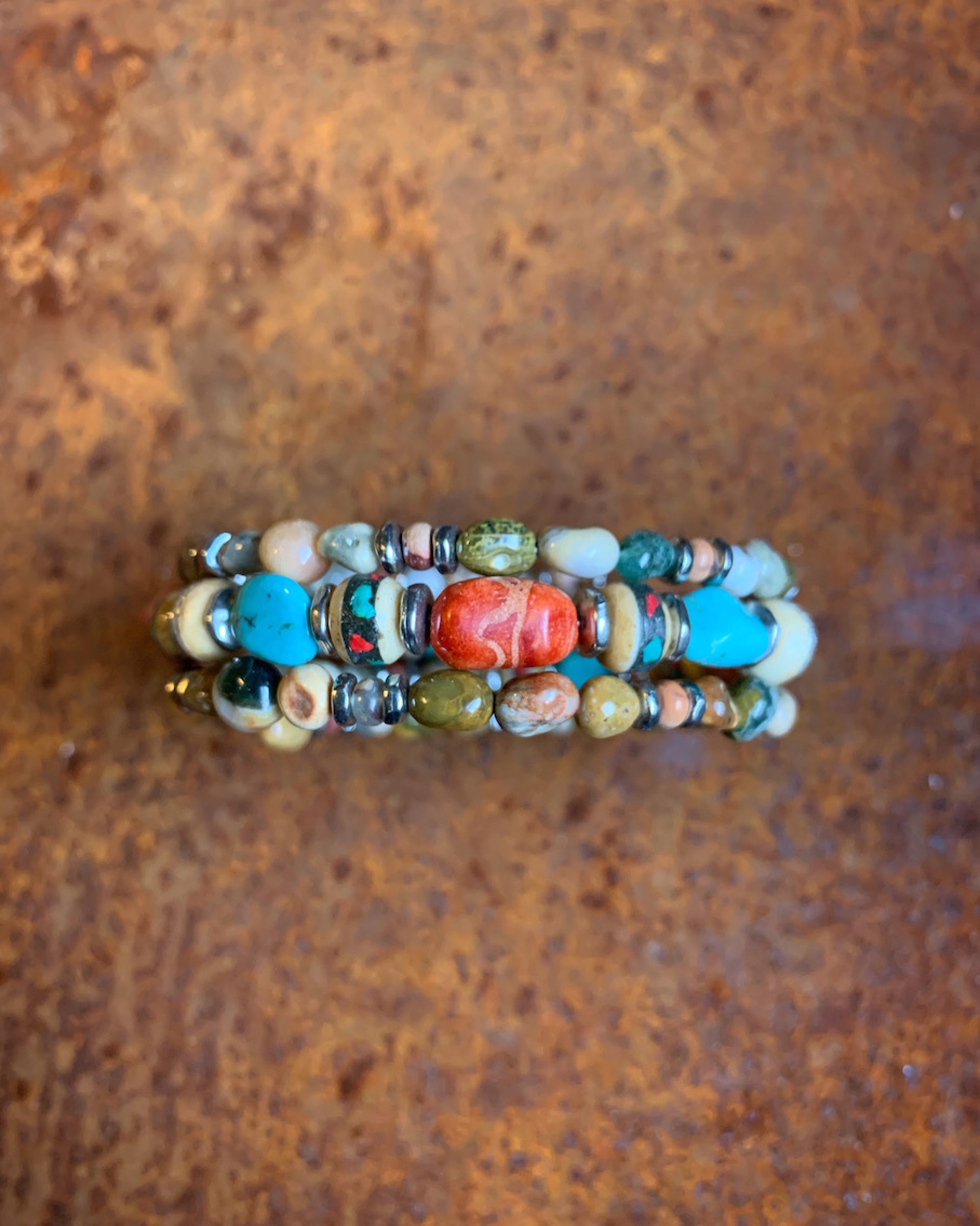 K701 Turquoise and Tibetan Yak Bone Bracelet by Kelly Ormsby