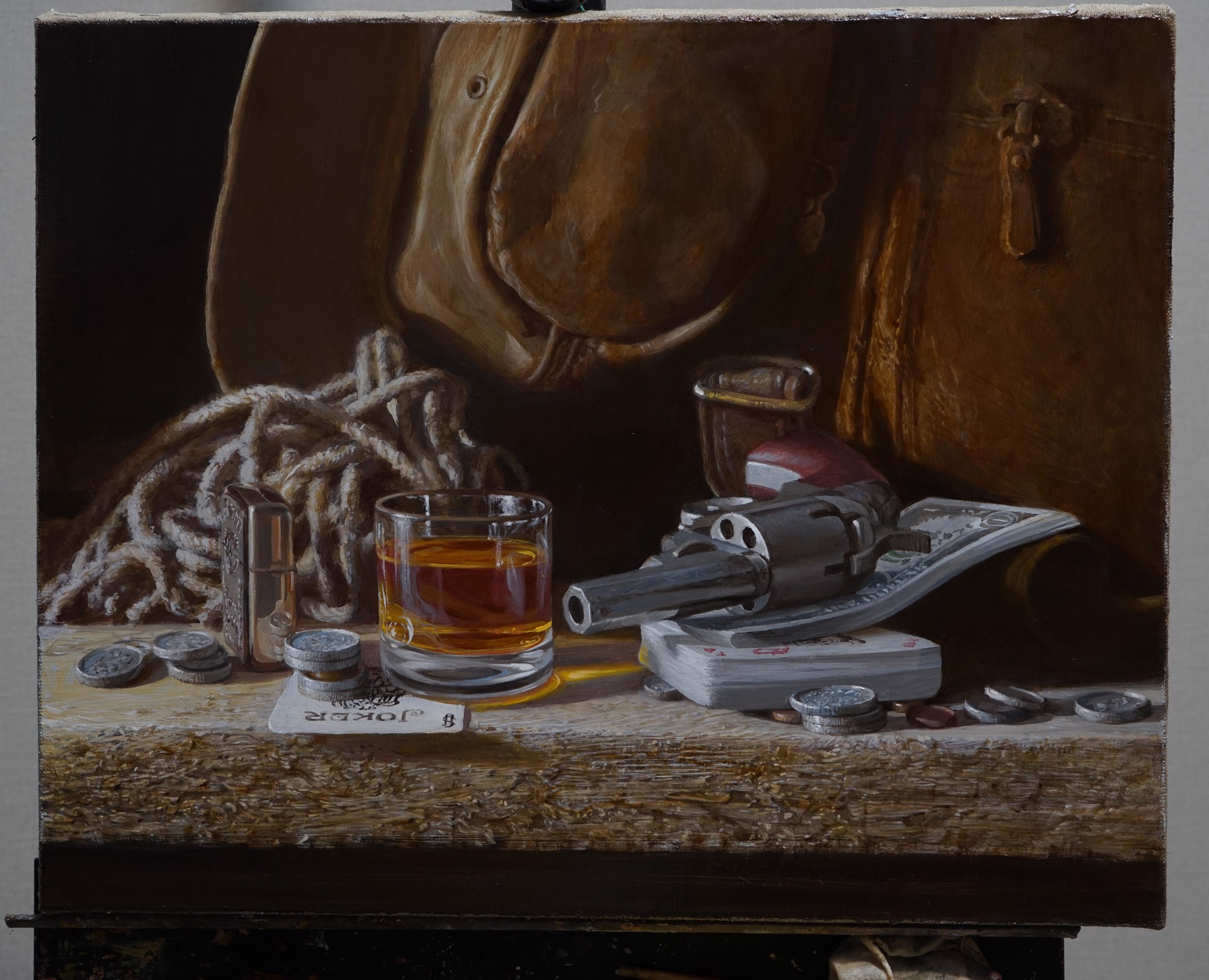 Still-Life with Whiskey and Gun by Alexander Saidov