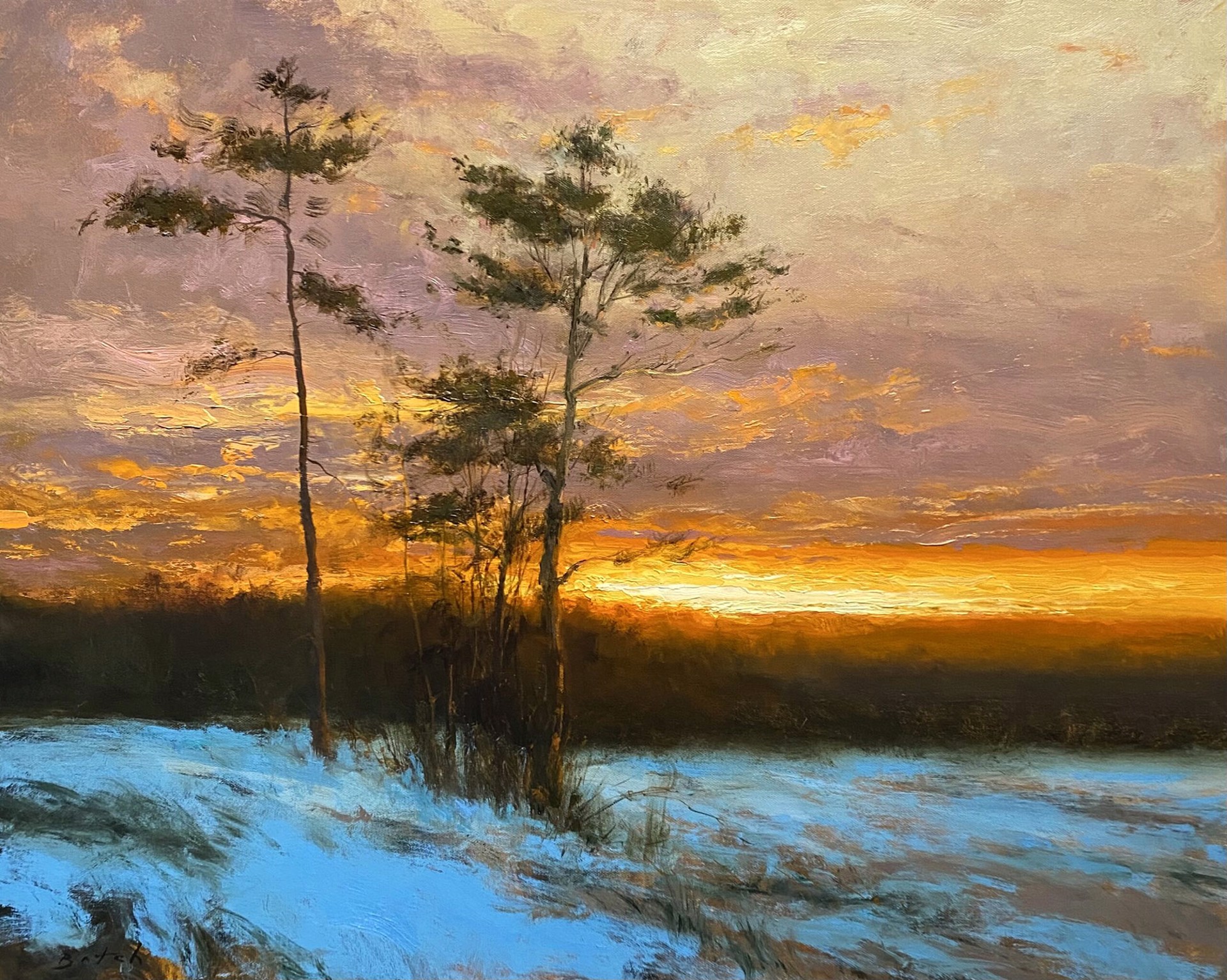 Paul Batch "Hillside Winter Blues" by Oil Painters of America