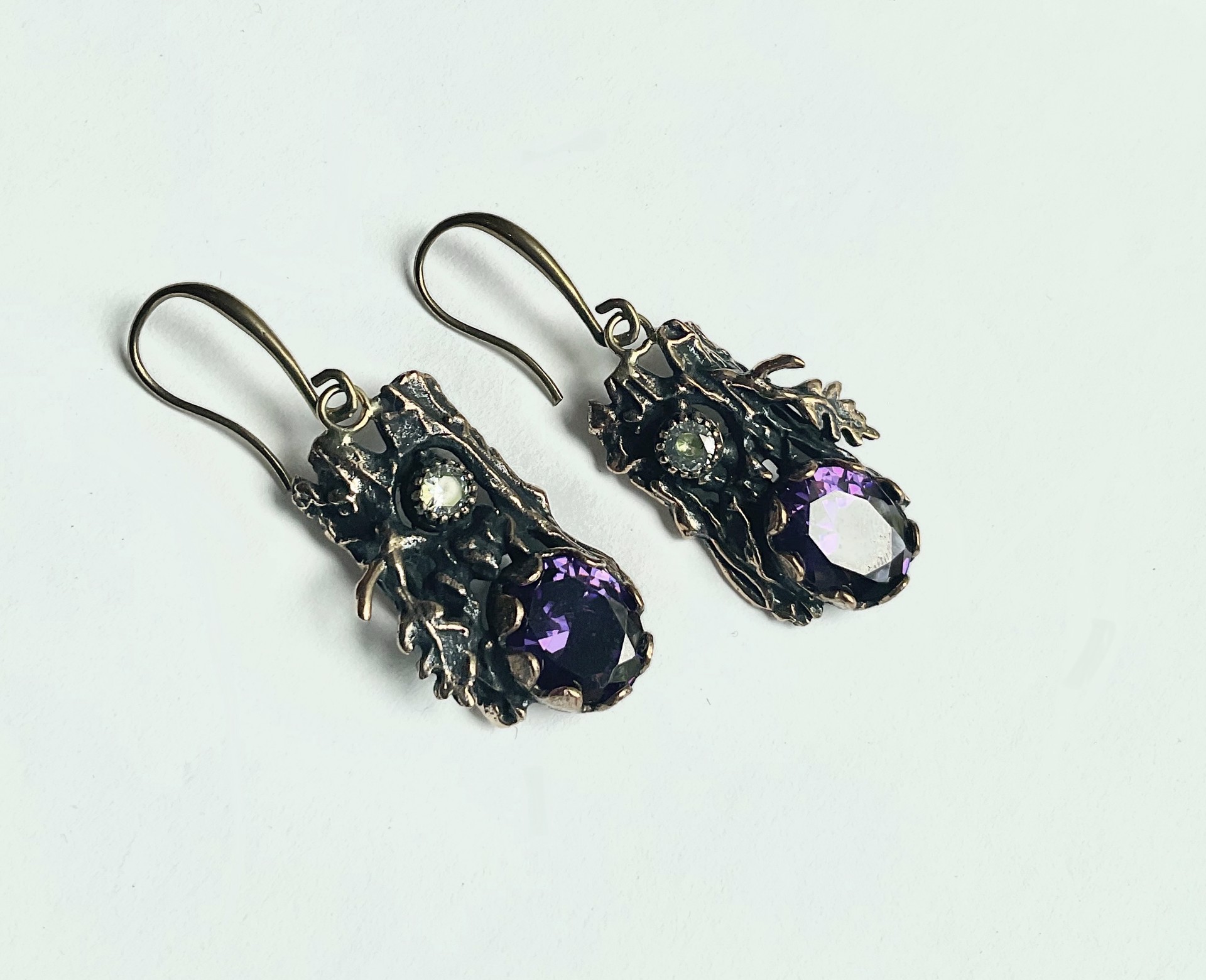 Pearl/Purple Earrings by Lannie Cunningham Jewelry