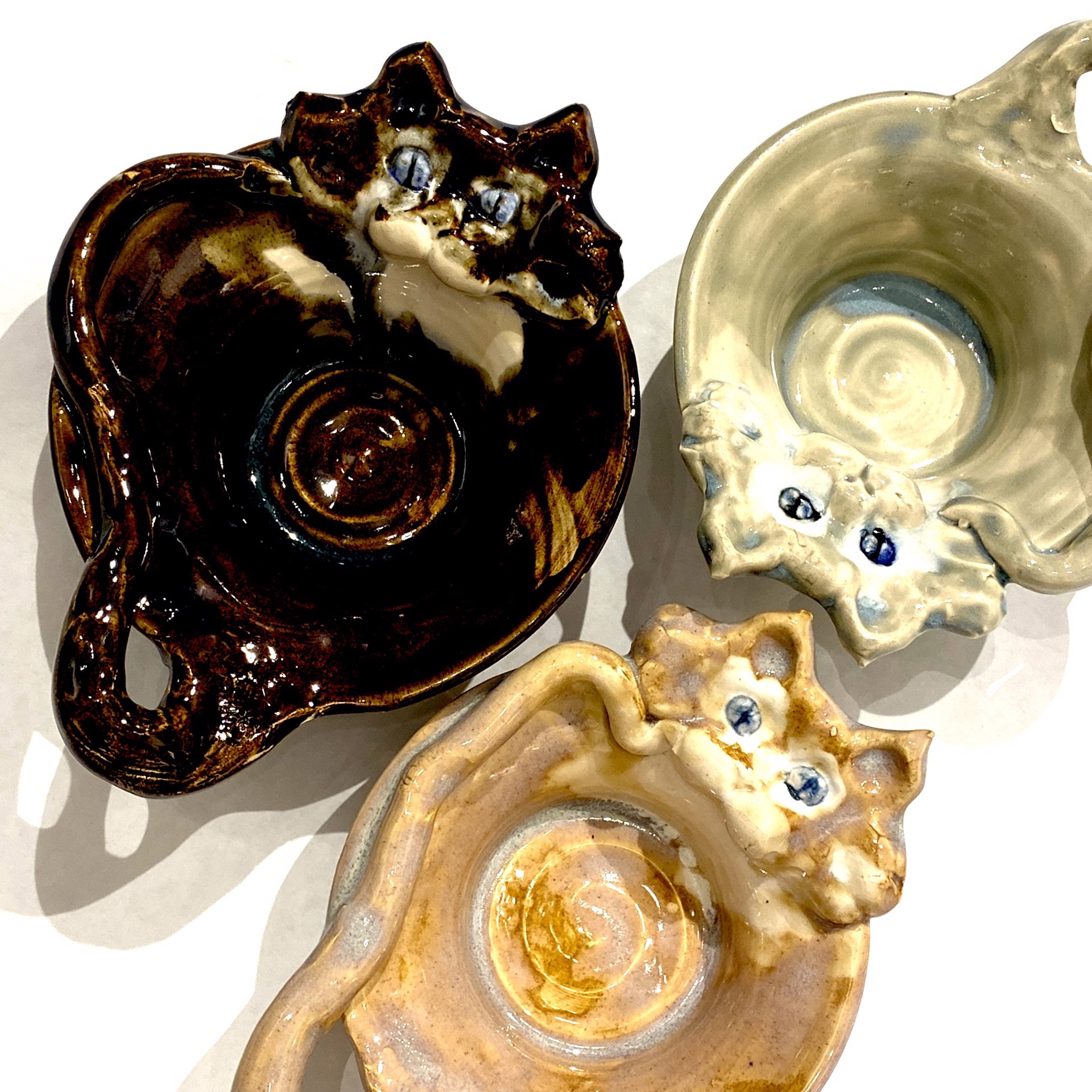 Cat “Feeder” Flat Bottom Bowl~Various by Kate Krause
