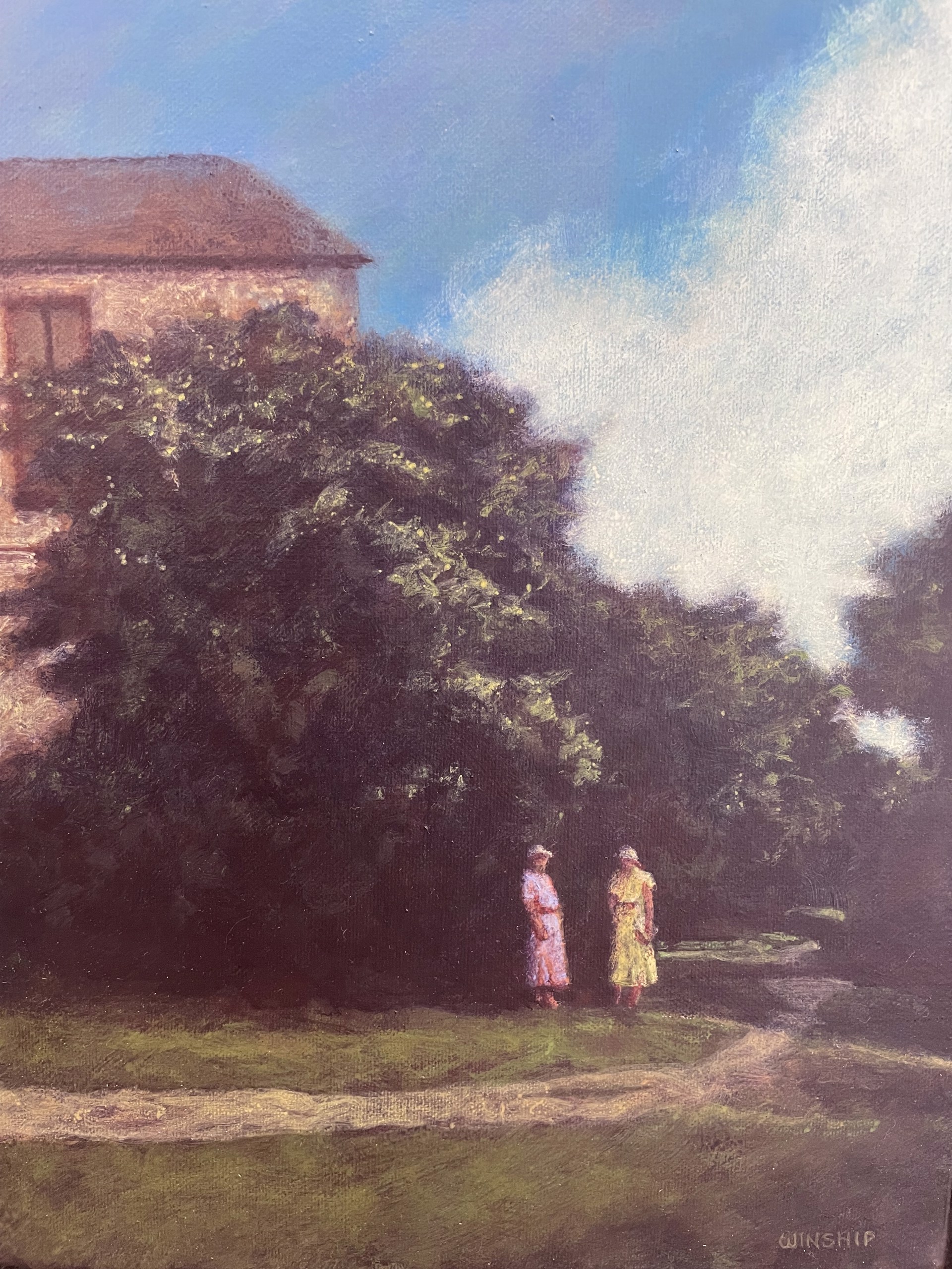 TWO WOMEN IN FRONT OF A HOUSE by JOHN WINSHIP