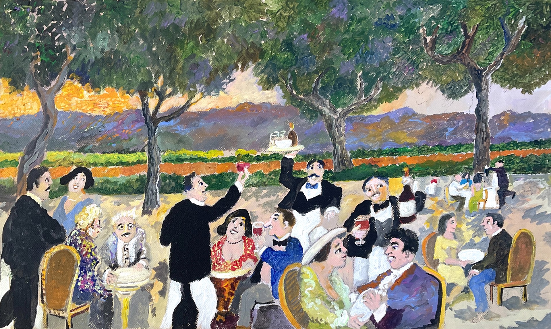 Dinner In The Vineyard by Guy Buffet