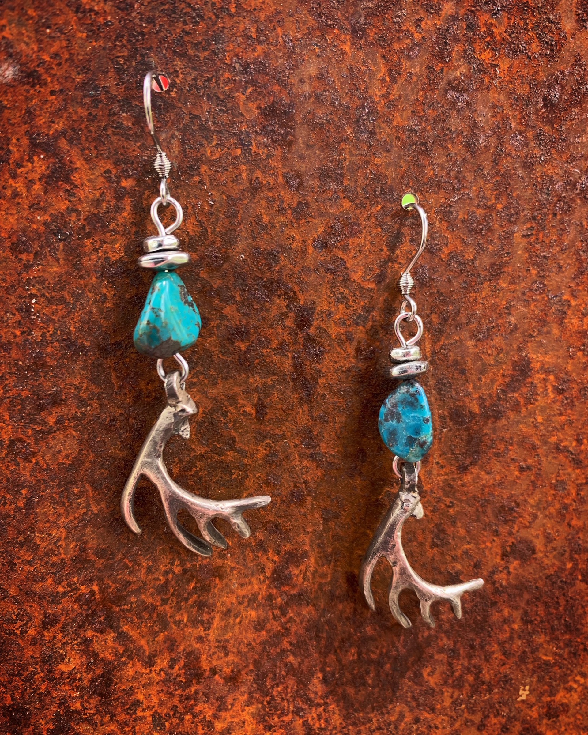 K828 Antler Earrings with Turquoise by Kelly Ormsby