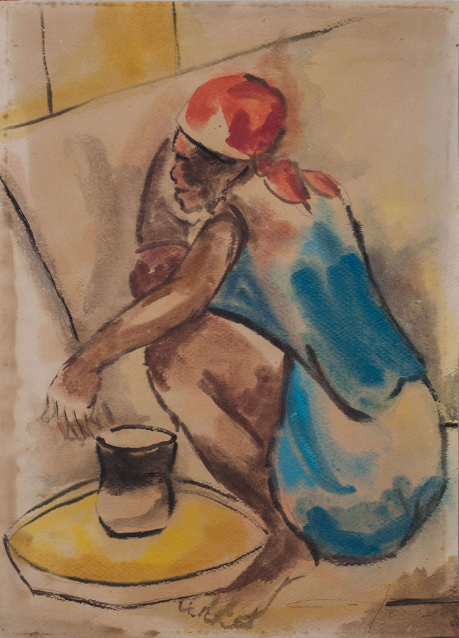 Woman Seated #176-3-96GSN by Dieudonne Cedor (Haitian,1925-2010)