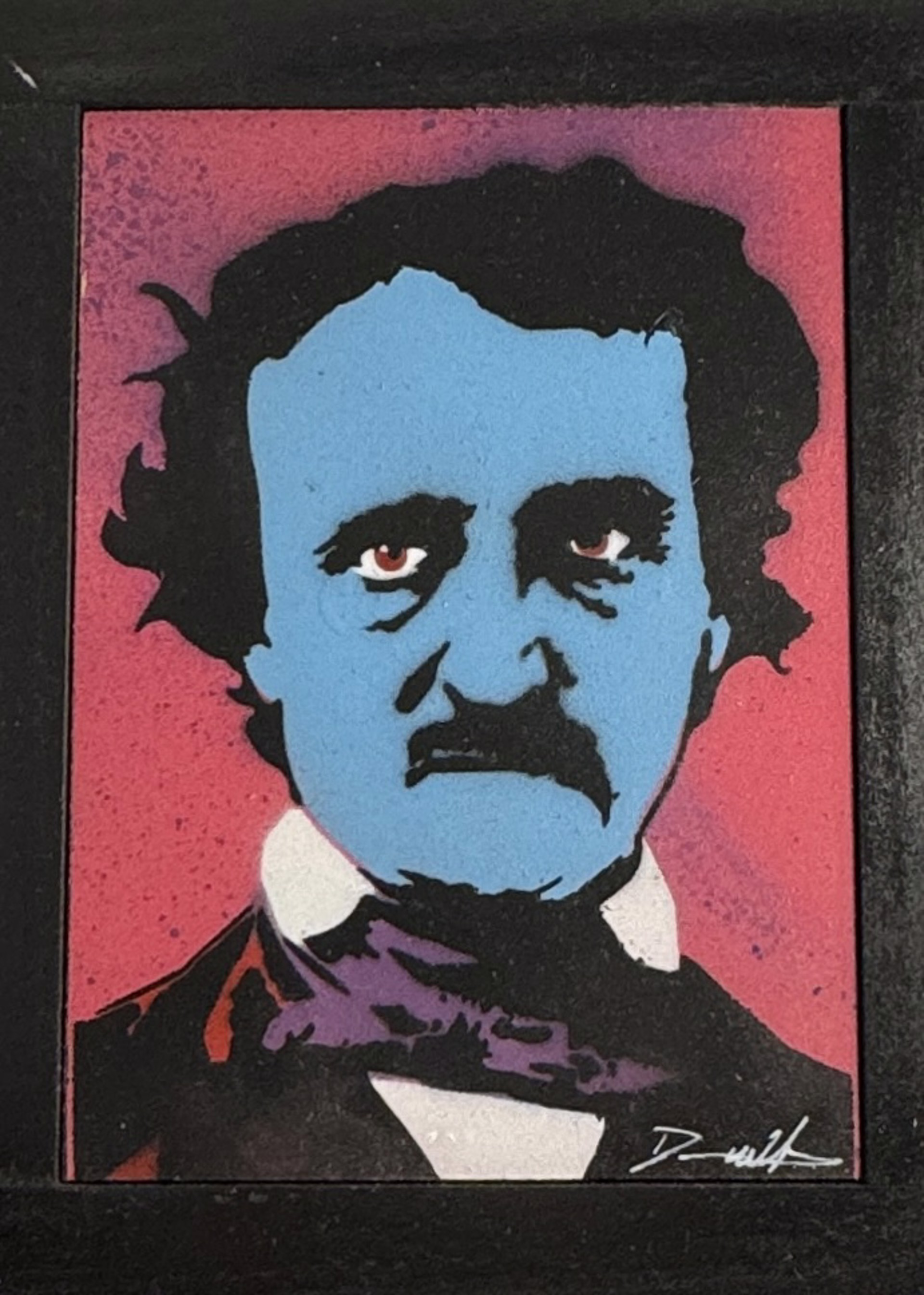 Warhol Poe, Blue on Pink by Dennis Wells