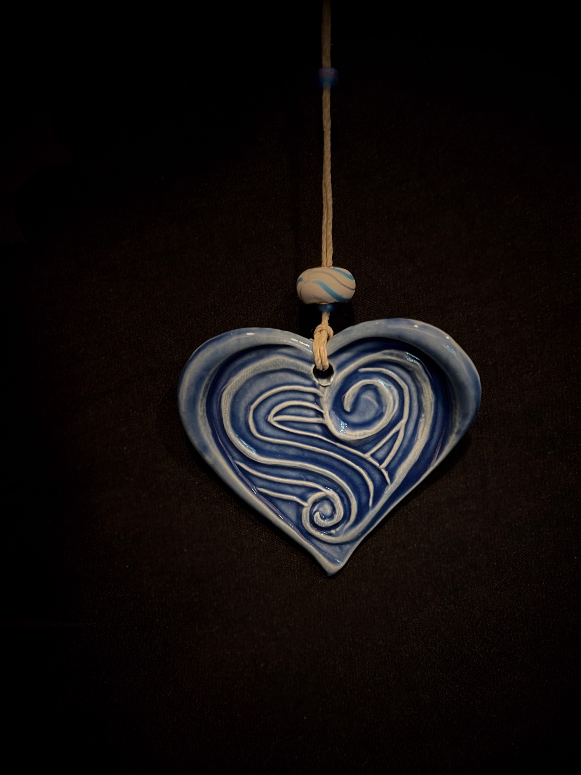 Blue Heart Ornament by Karen Heathman
