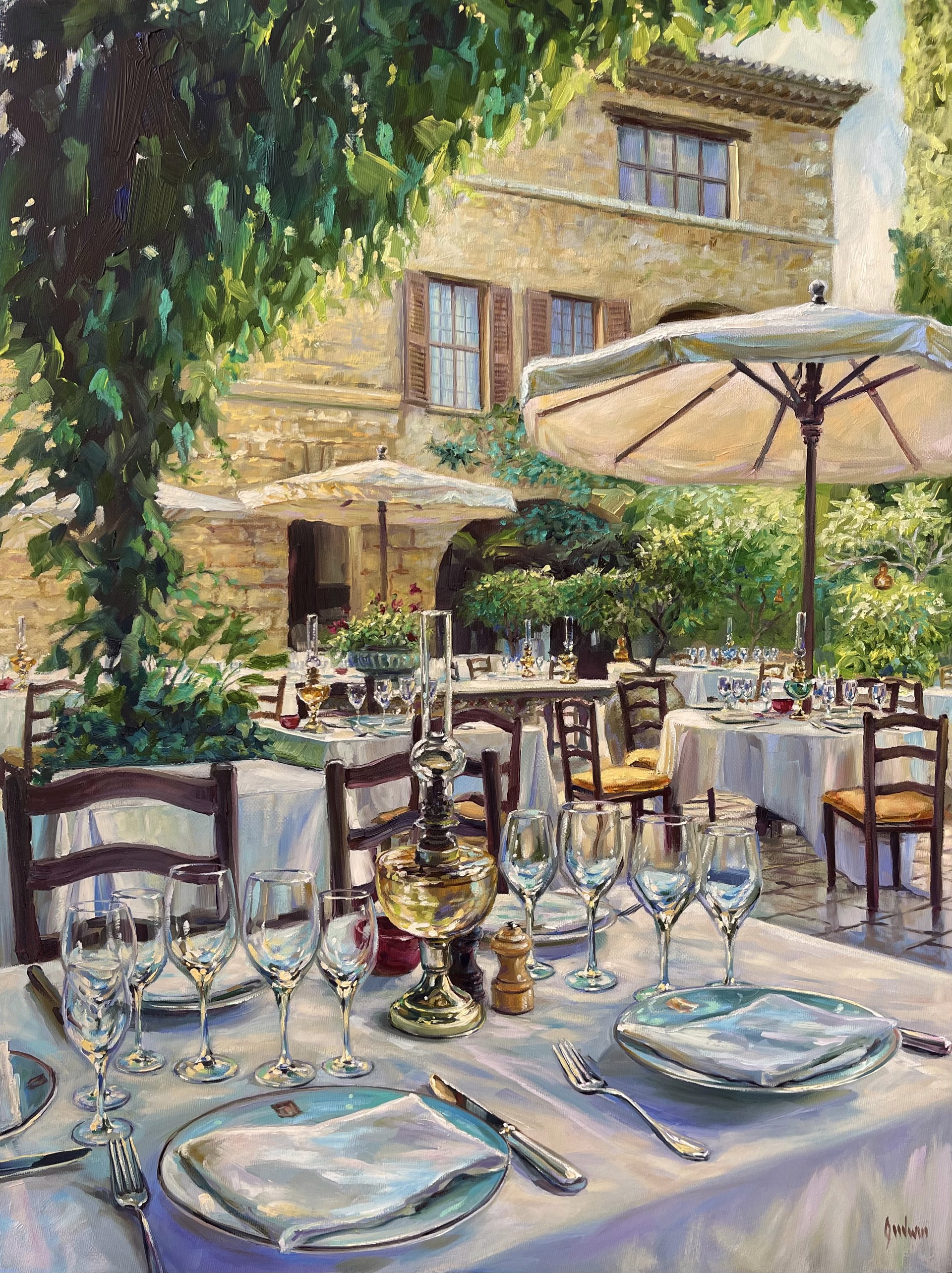 Beneath the Shade at Colombe d’Or, Saint Paul de Vence by Lindsay Goodwin