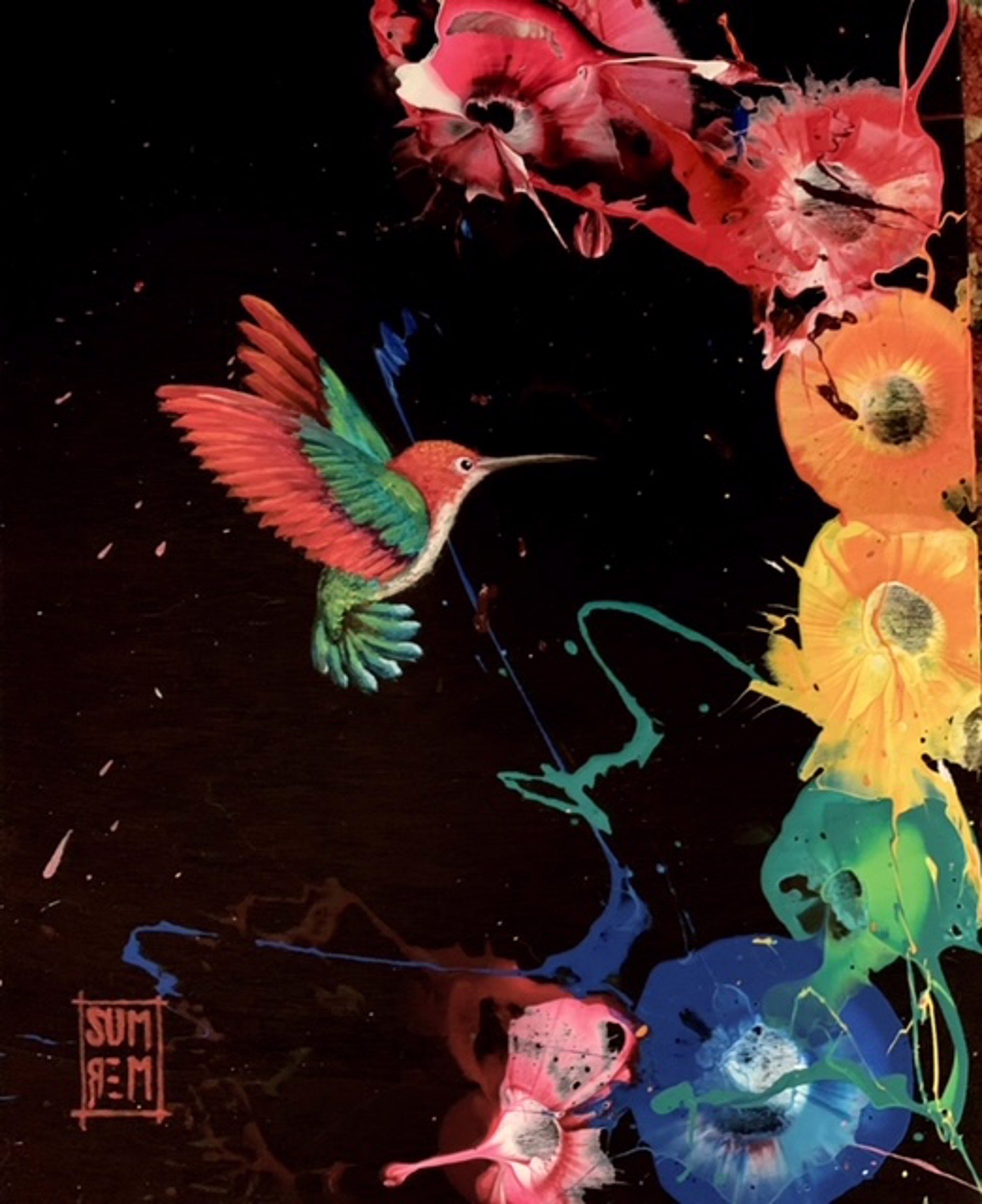 In Blossom (Dark Hummingbird) by Michael Summers