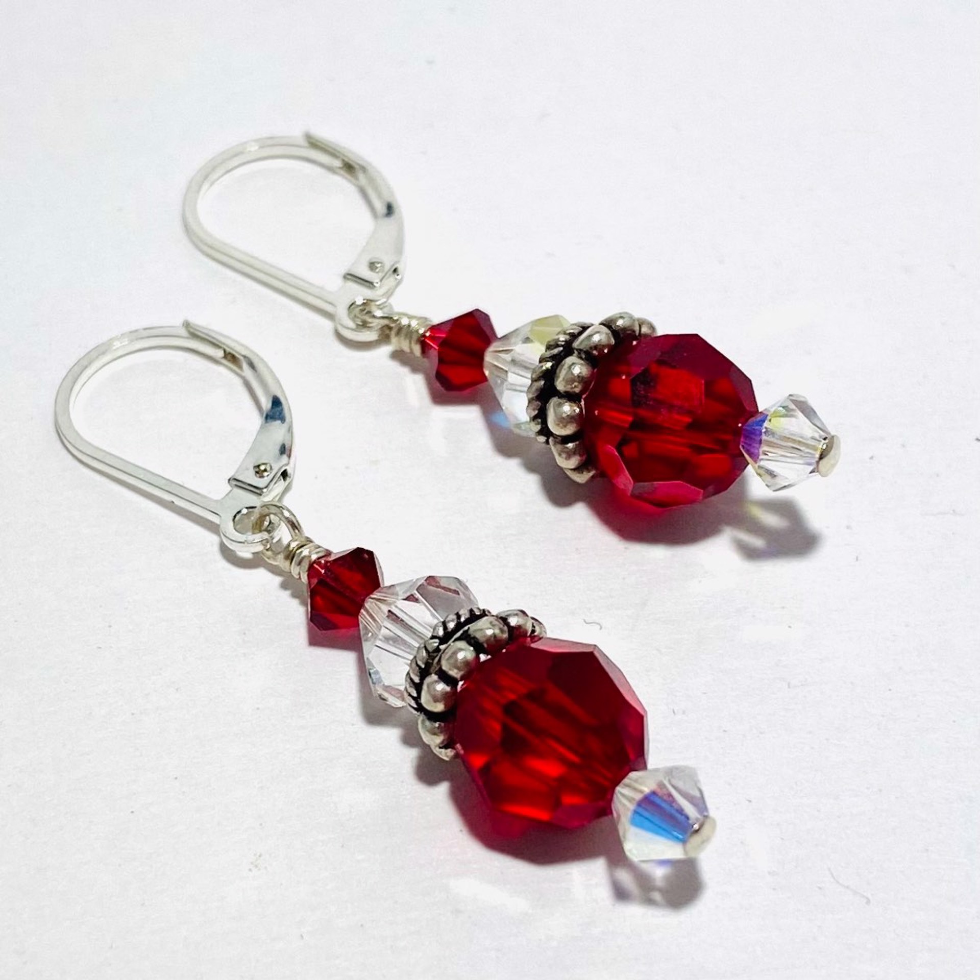 SHOSH22-64 Red Swarovski Crystal Earrings by Shoshannah Weinisch