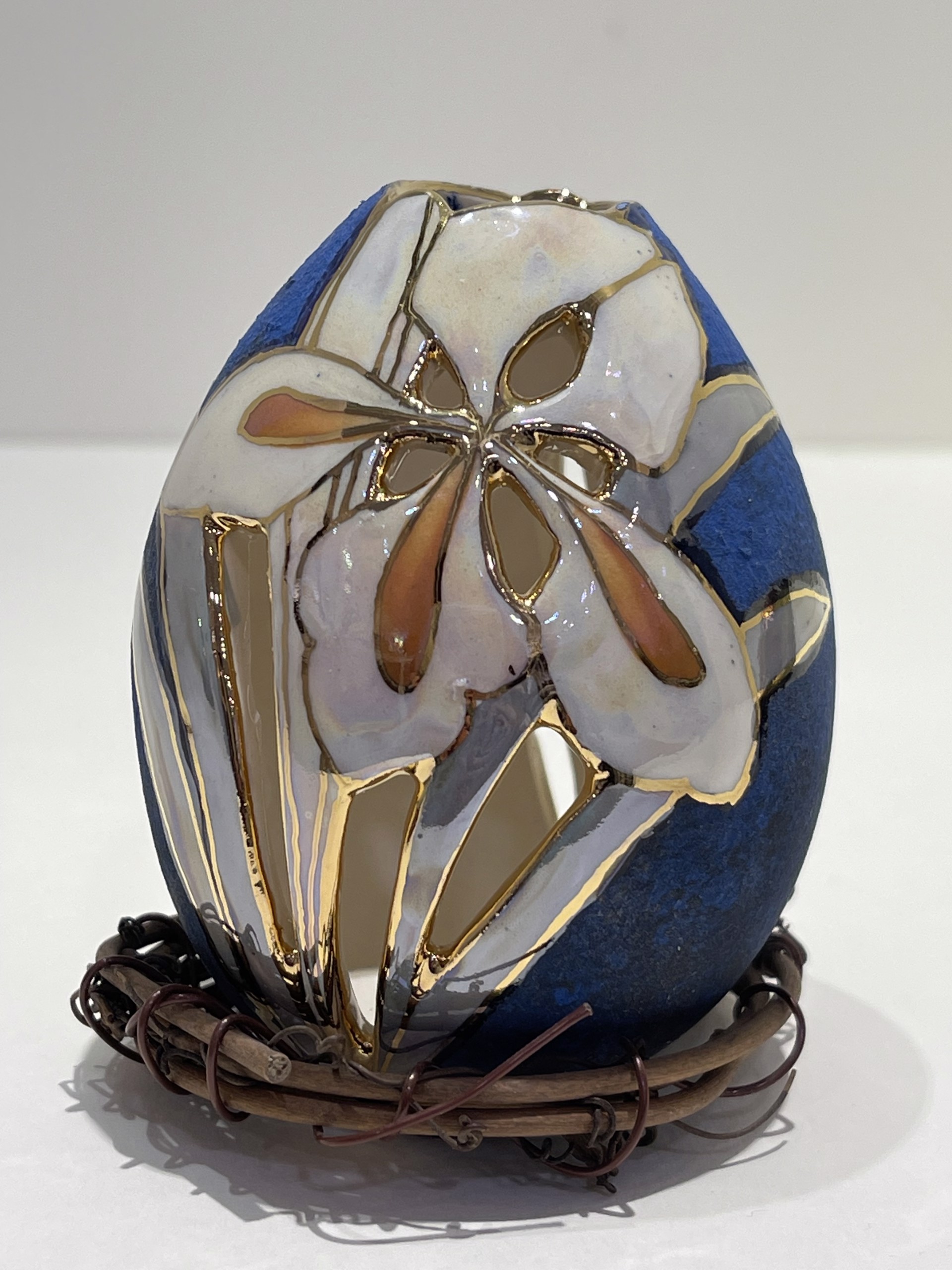Decorative Egg- Blue Velvet by Jan Phelan