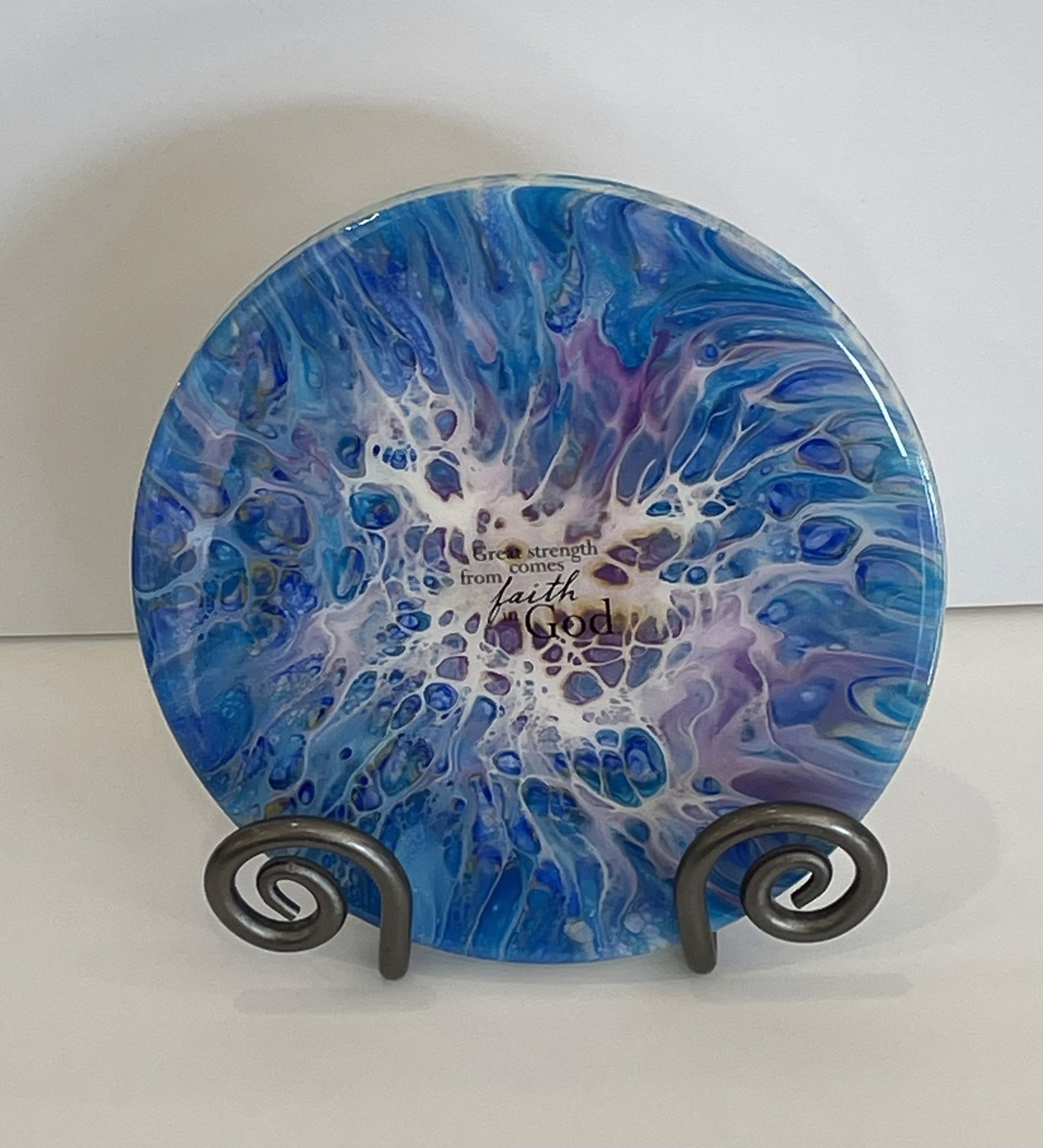 Resin Round Great Strength Comes From Faith by Alisa Butler