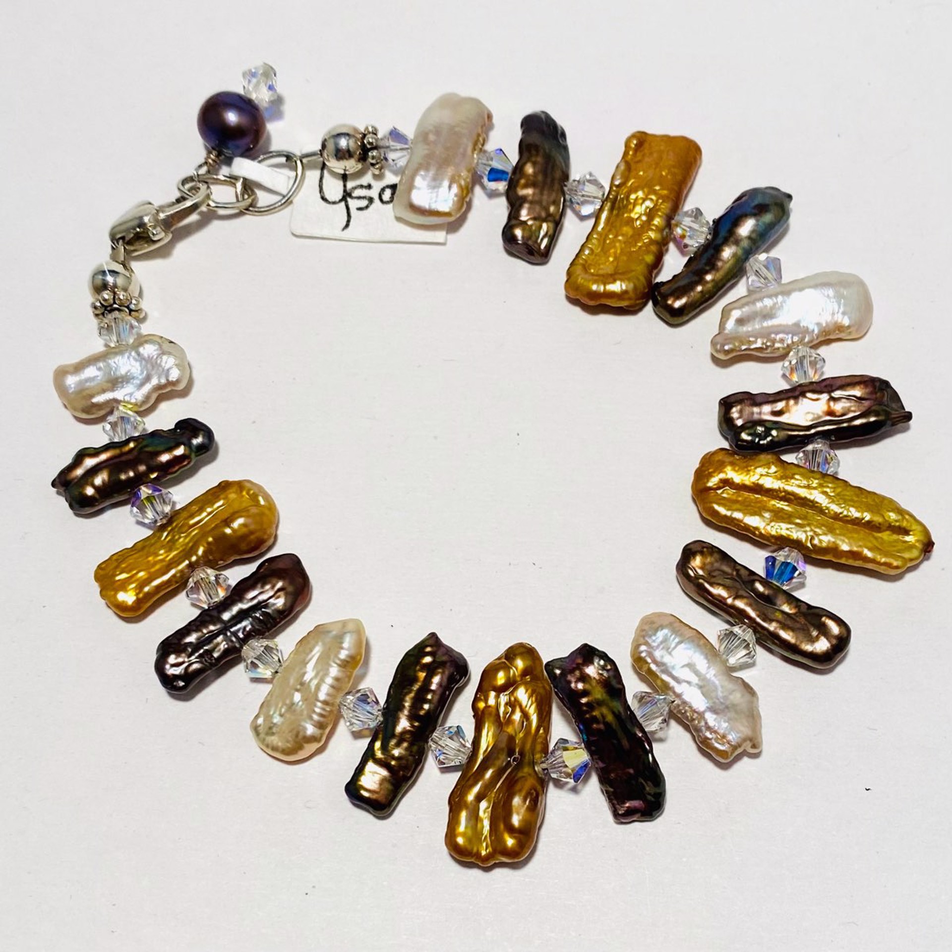Multi Tone Biwa Pearl Bracelet SHOSH22-61 by Shoshannah Weinisch