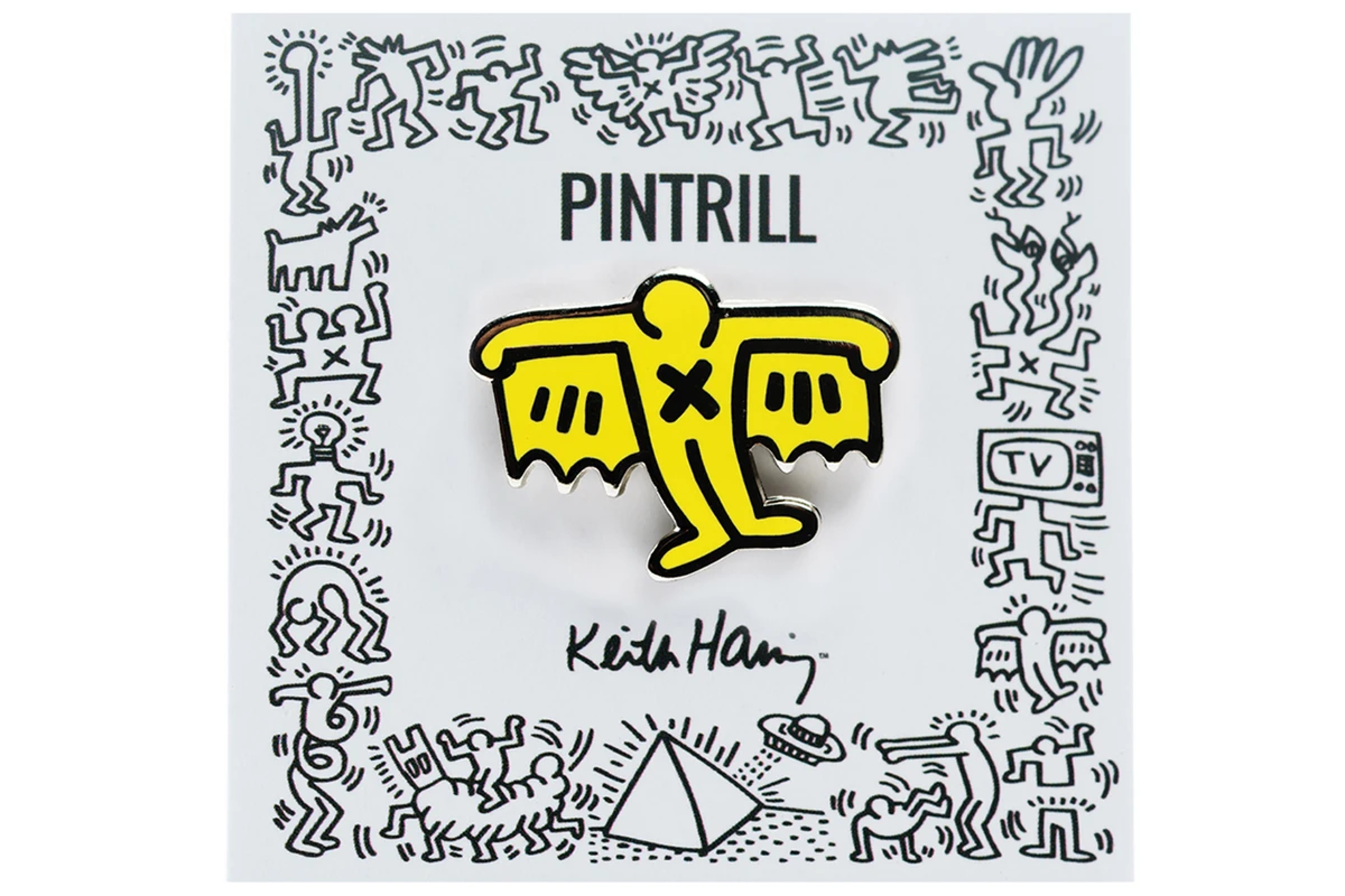 Keith Haring - Bat Demon Yellow Pin by Keith Haring