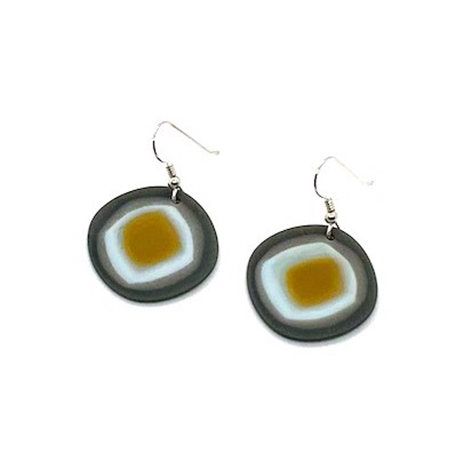 Compressed Glass Earrings - Grey by Chris Cox