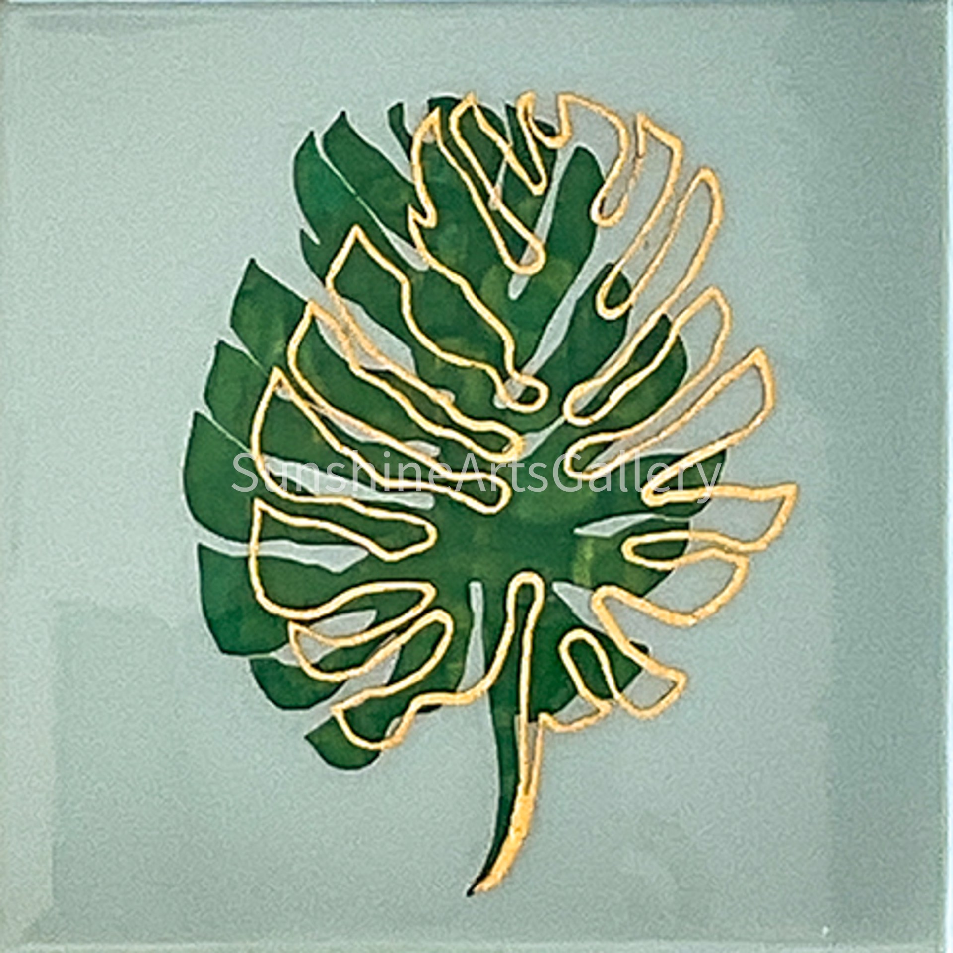 Monstera with Gold by Pati O'Neal