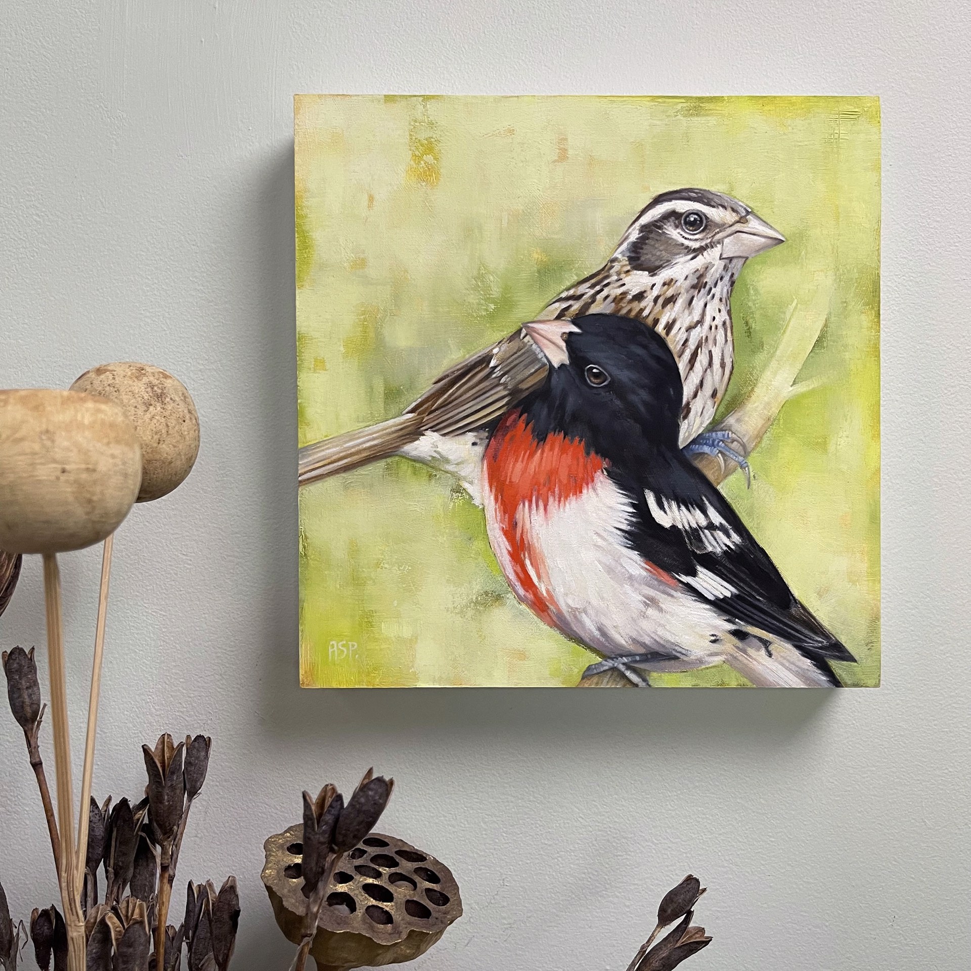 We Met at the Edge (Rose Breasted Grosbeak) by Amy Shawley