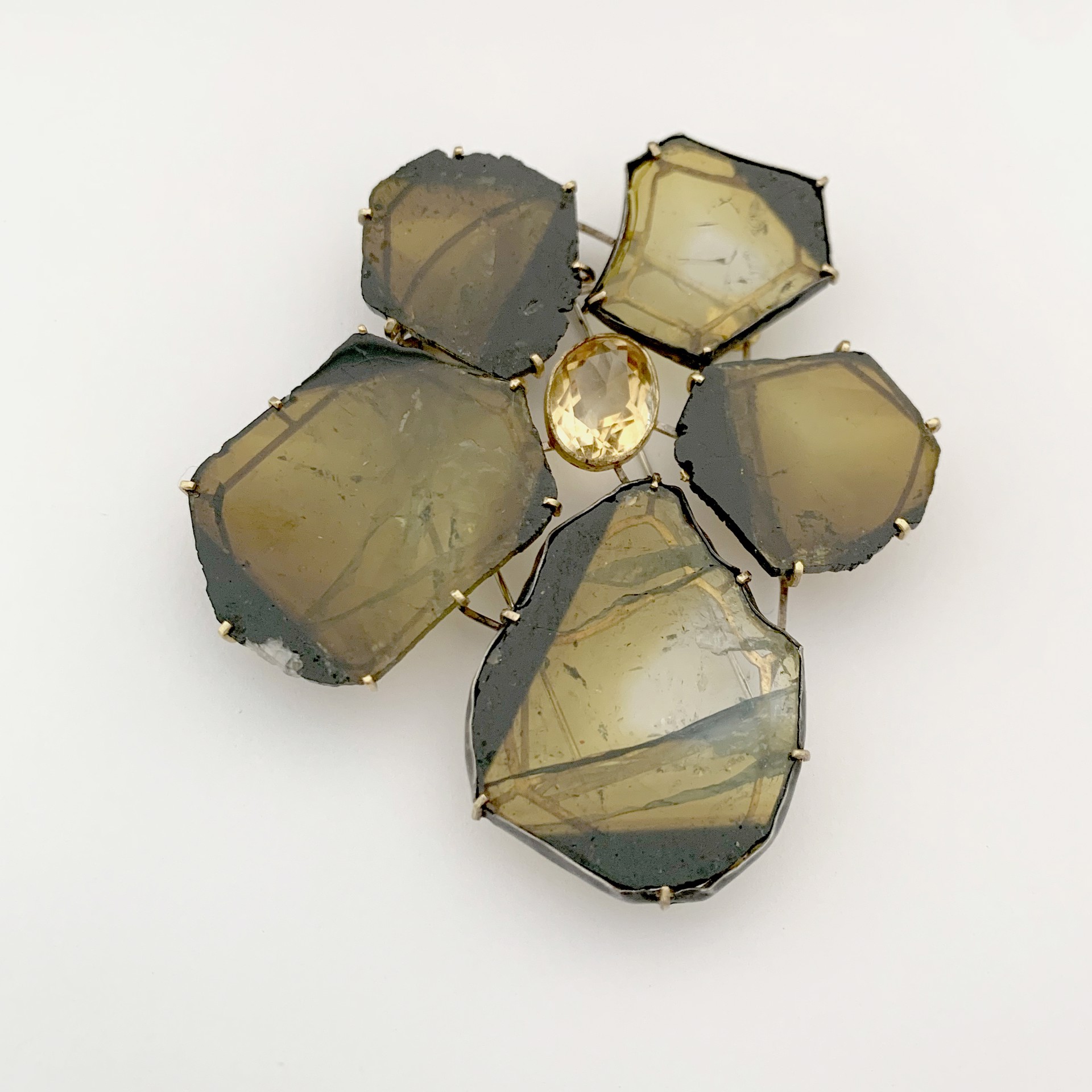 Tourmaline Flower Brooch by Bettina Speckner