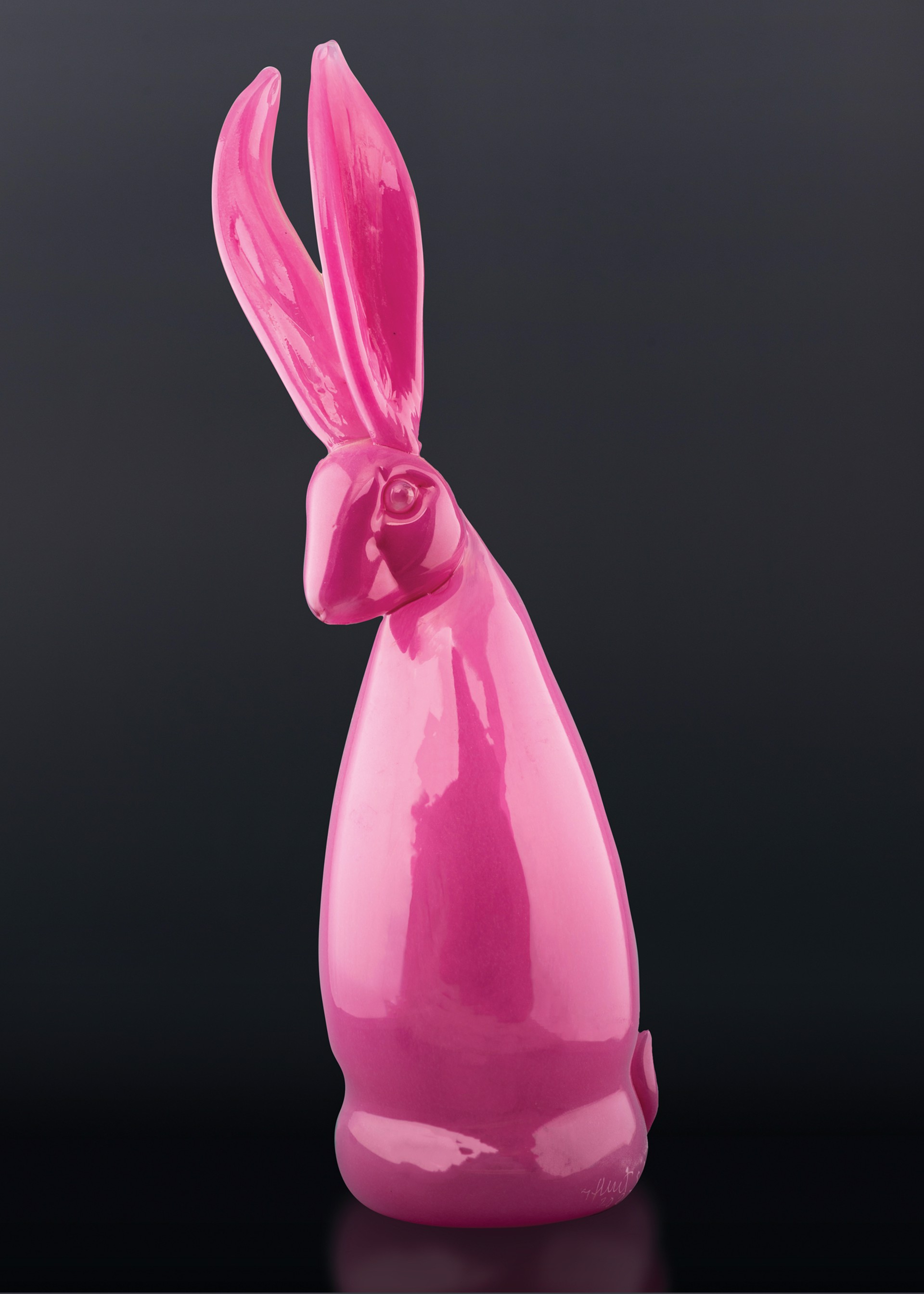 Hand-Blown Glass Bunny-Magenta Pink by Hunt Slonem
