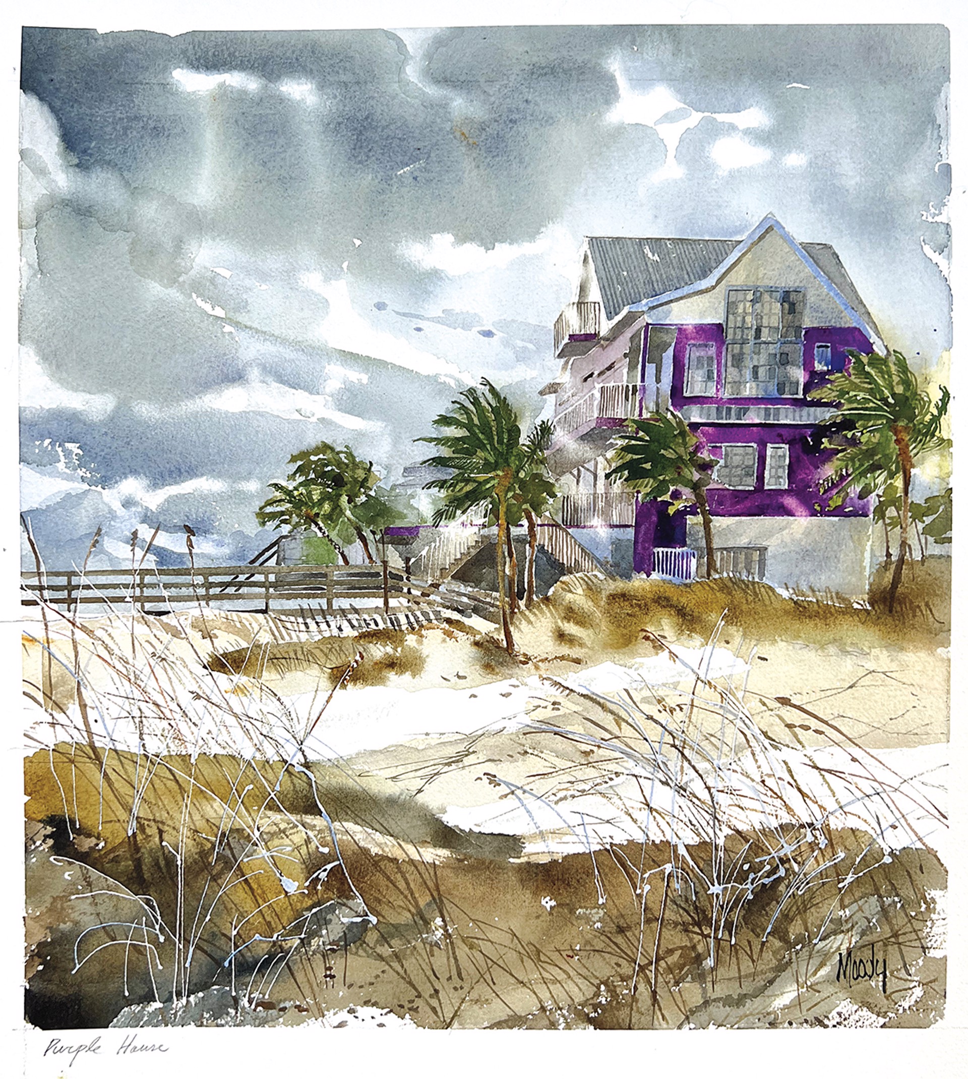 Purple House on the Beach by Bob Moody