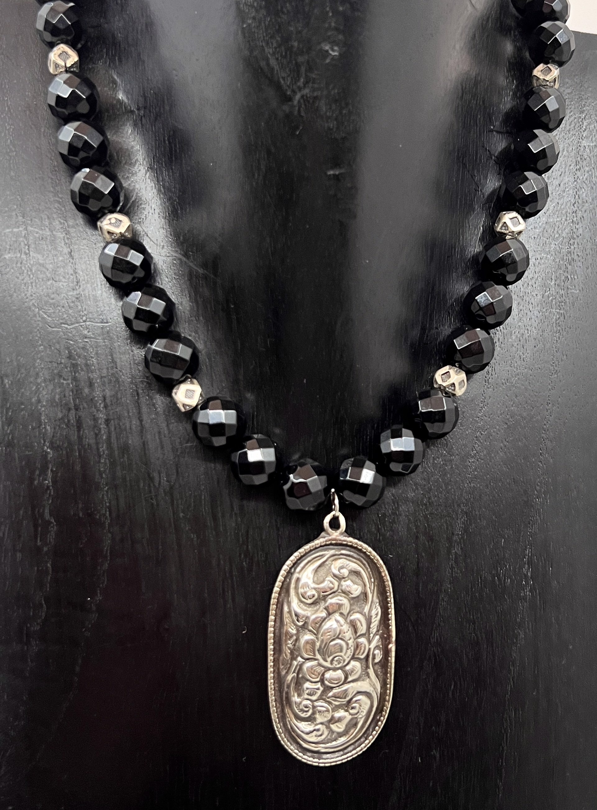 9140 Black Onyx & Turkish Pendant by Gina Caruso