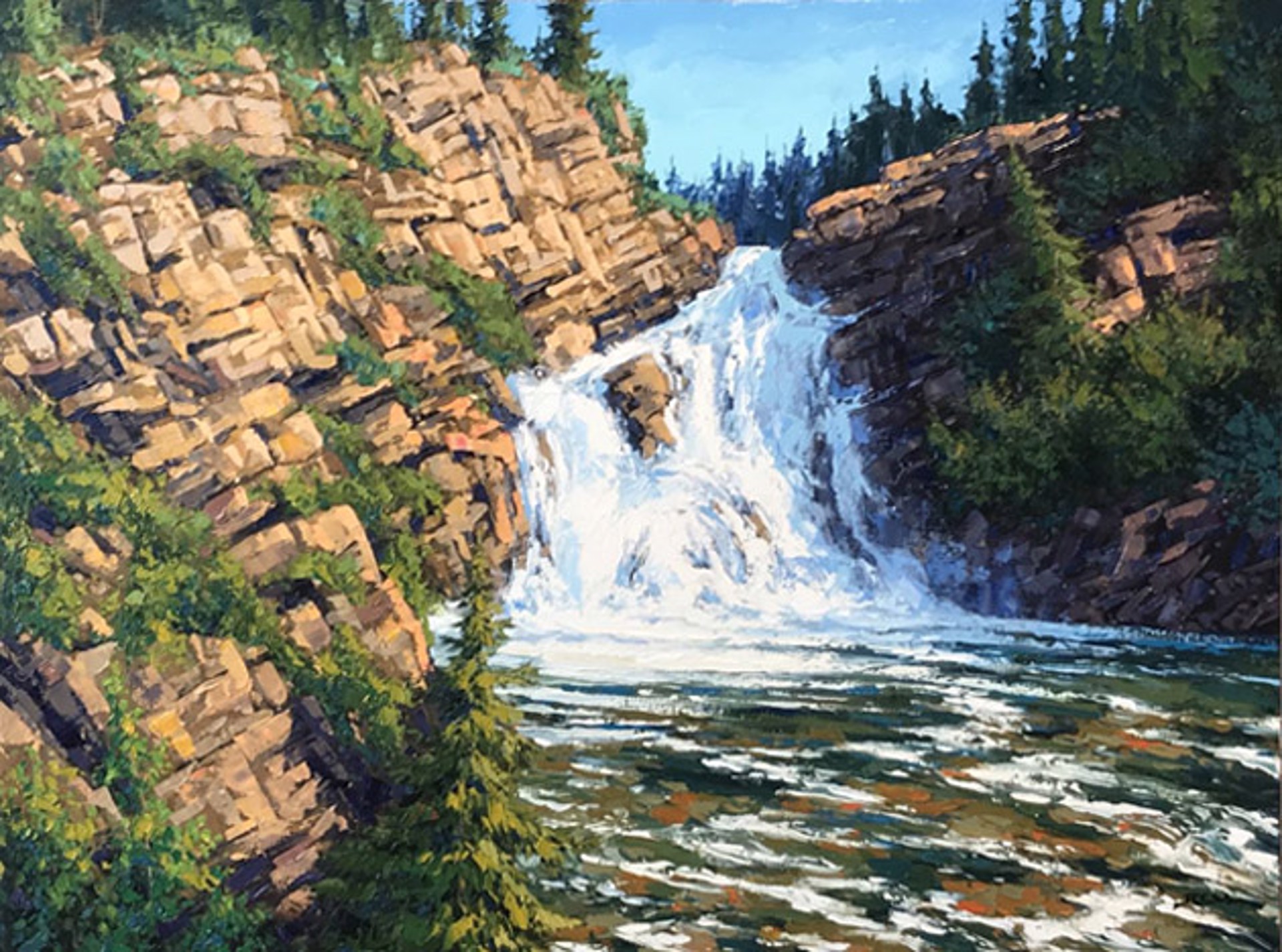 Cameron Falls, Waterton by Robert E Wood