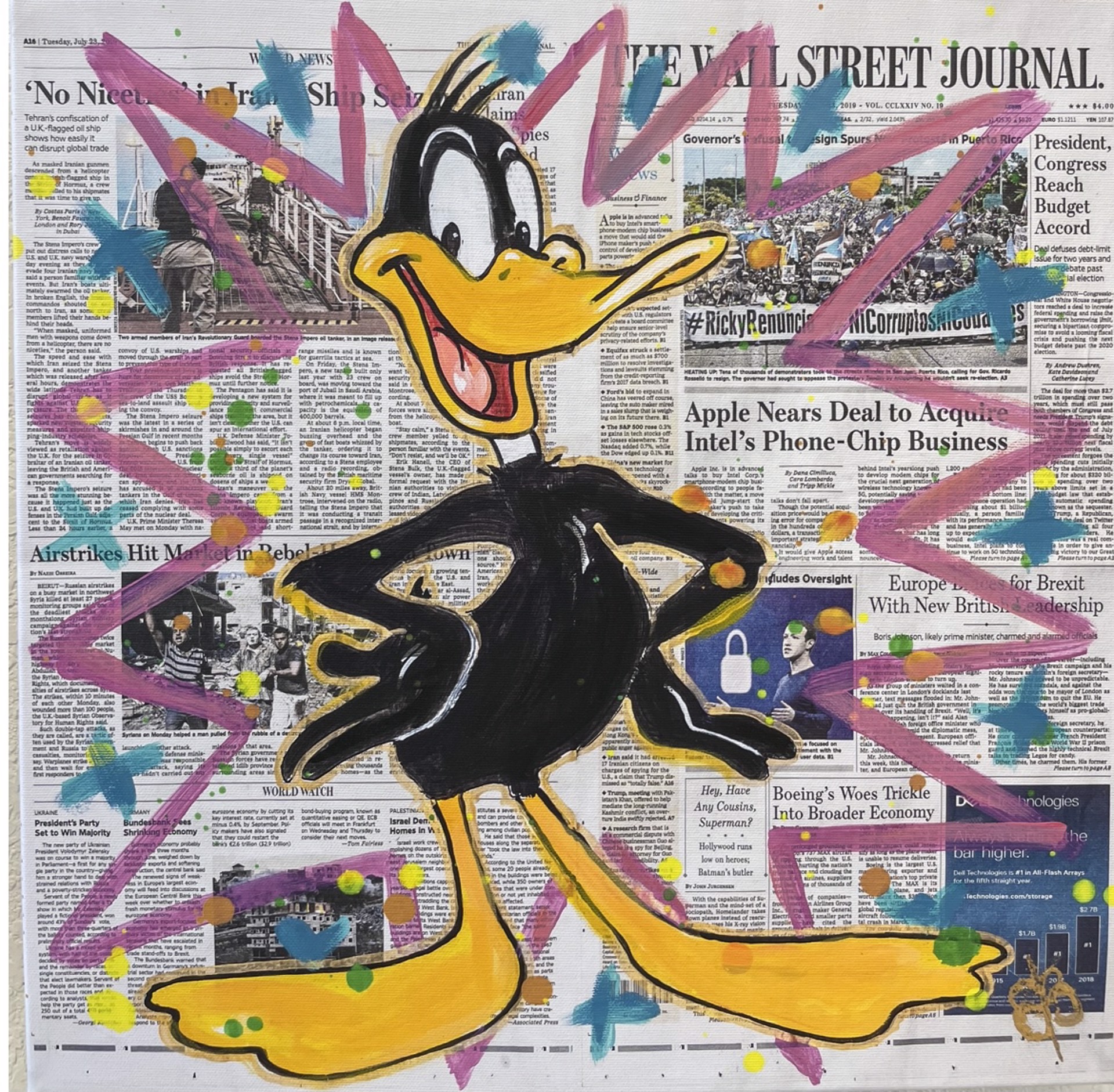 "Daffy Duck" by WSJ Series on Newspaper by Elena Bulatova