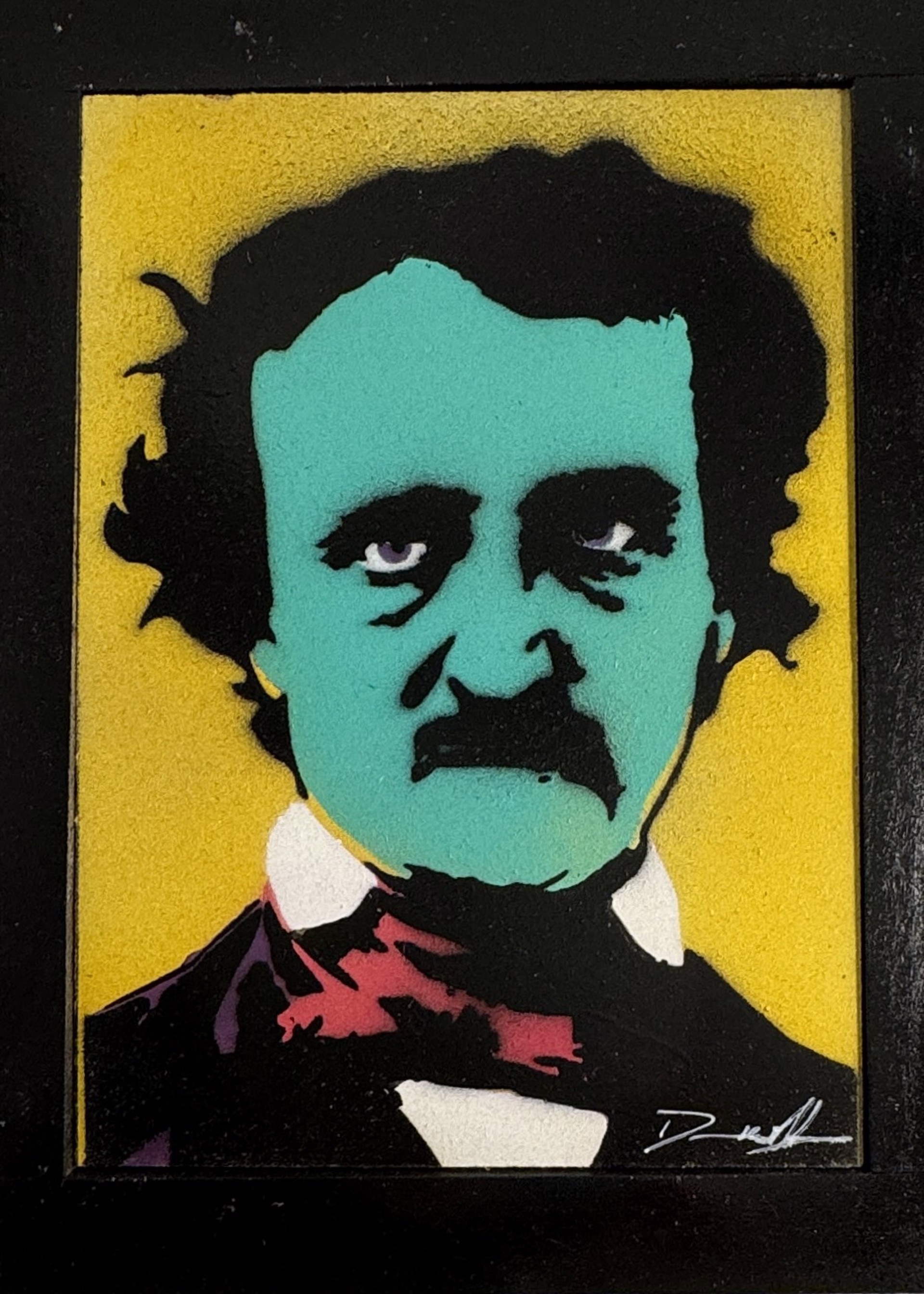 Warhol Poe, Teal on Yellow by Dennis Wells